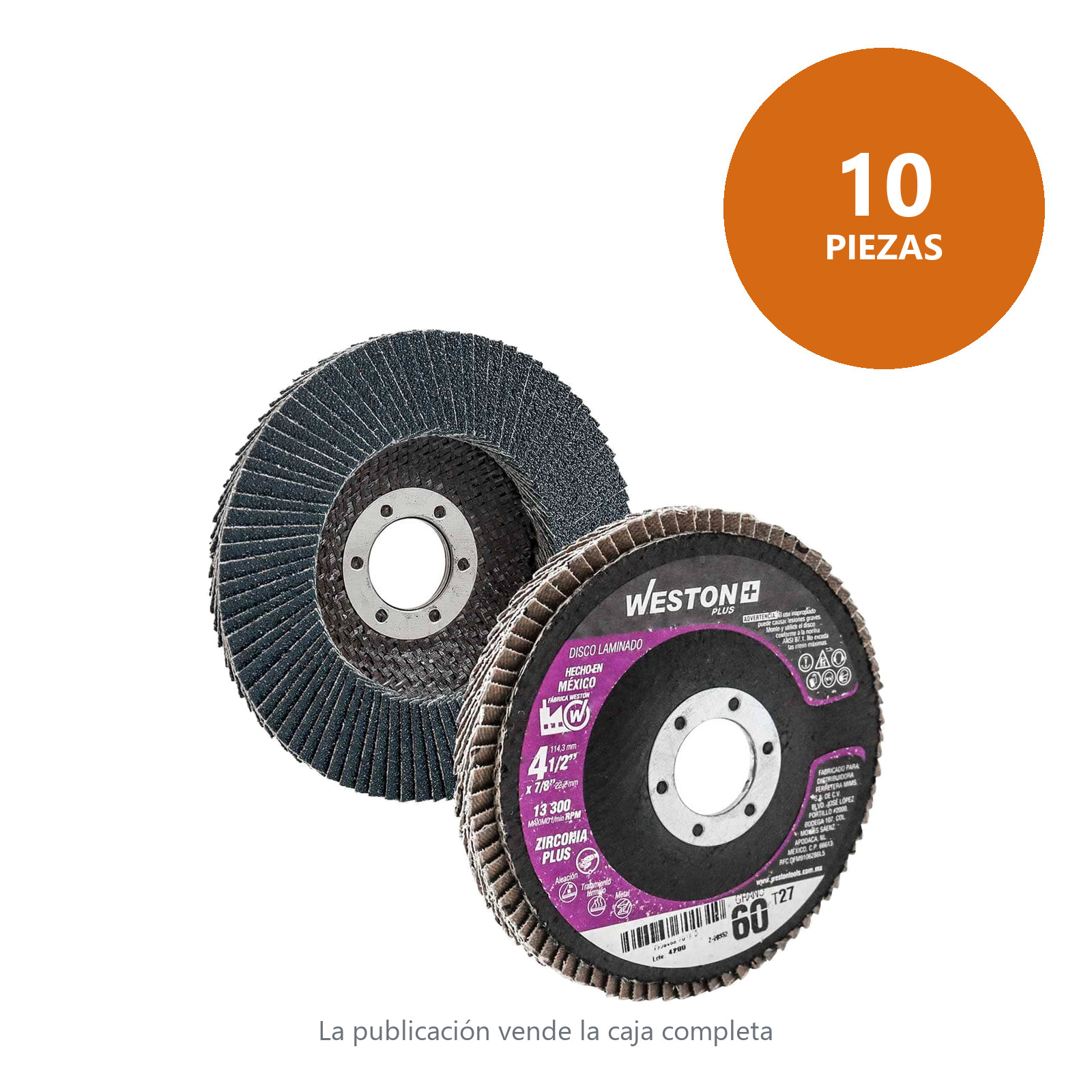 DISCO LAM.ZIRCONIO Y 4 1/2X7/8" Z60  ALTA DENSIDAD T27 100% ZIR. - Imagen 3