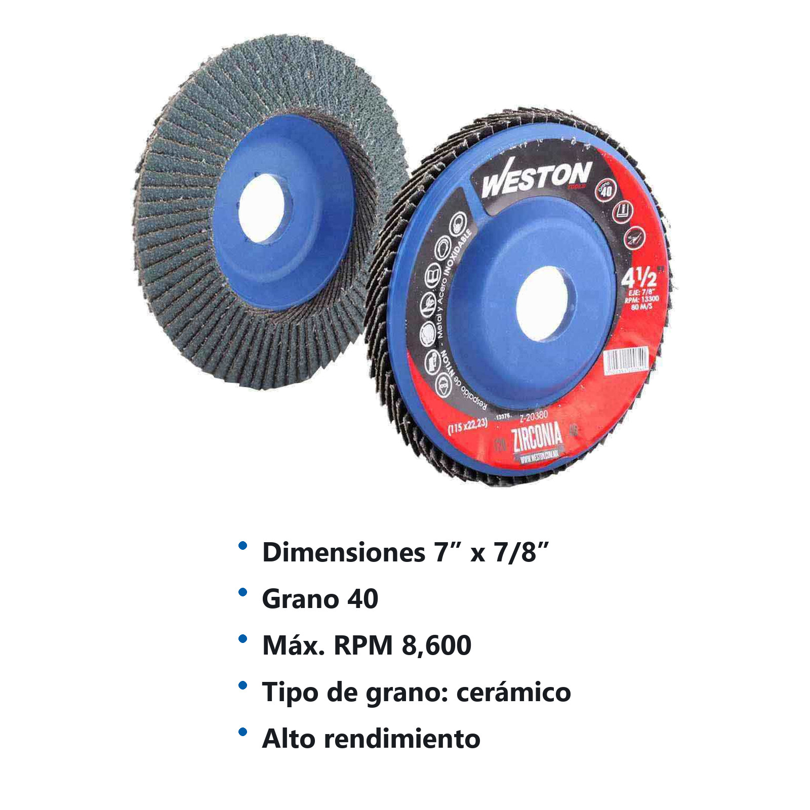 DISCO LAM.ZIRC.C/NYLON  7" X7/8"Z40 (Precio x pieza - Empaque c/10 pzas) - Imagen 3