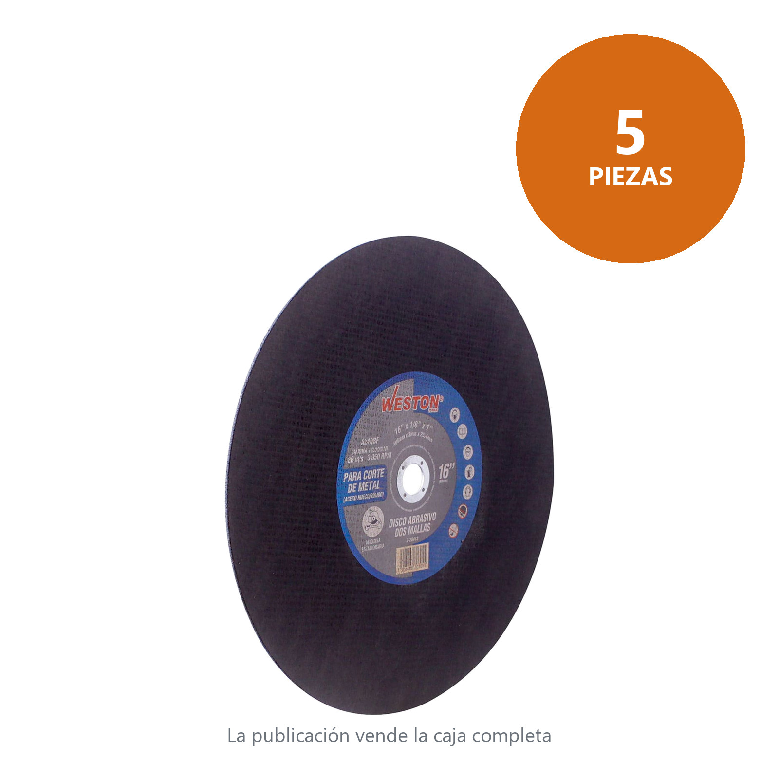 DISCO ABRASIVO 16" X 1/8" X 1" DOBLE MALLA (Emp. c/5 Pzas - Precio x Pza) - Imagen 2