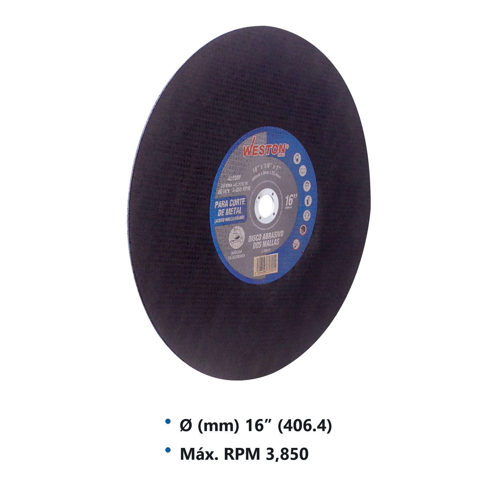 DISCO ABRASIVO 16" X 1/8" X 1" DOBLE MALLA (Emp. c/5 Pzas - Precio x Pza) - Imagen 3