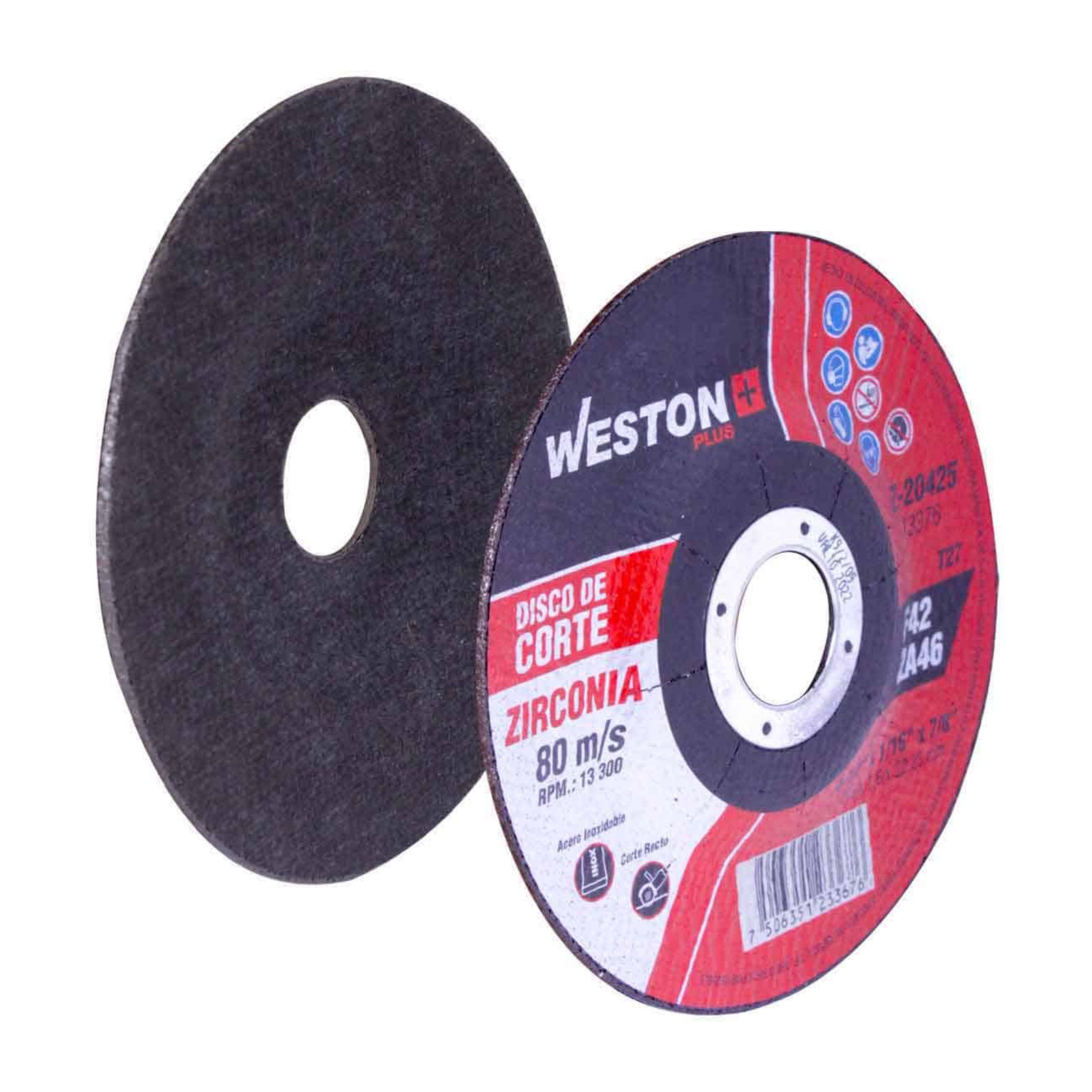 Disco de Corte para Inoxidable de Zirconio 4-1/2" x 1/16" x 7/8" F42 WESTON PLUS