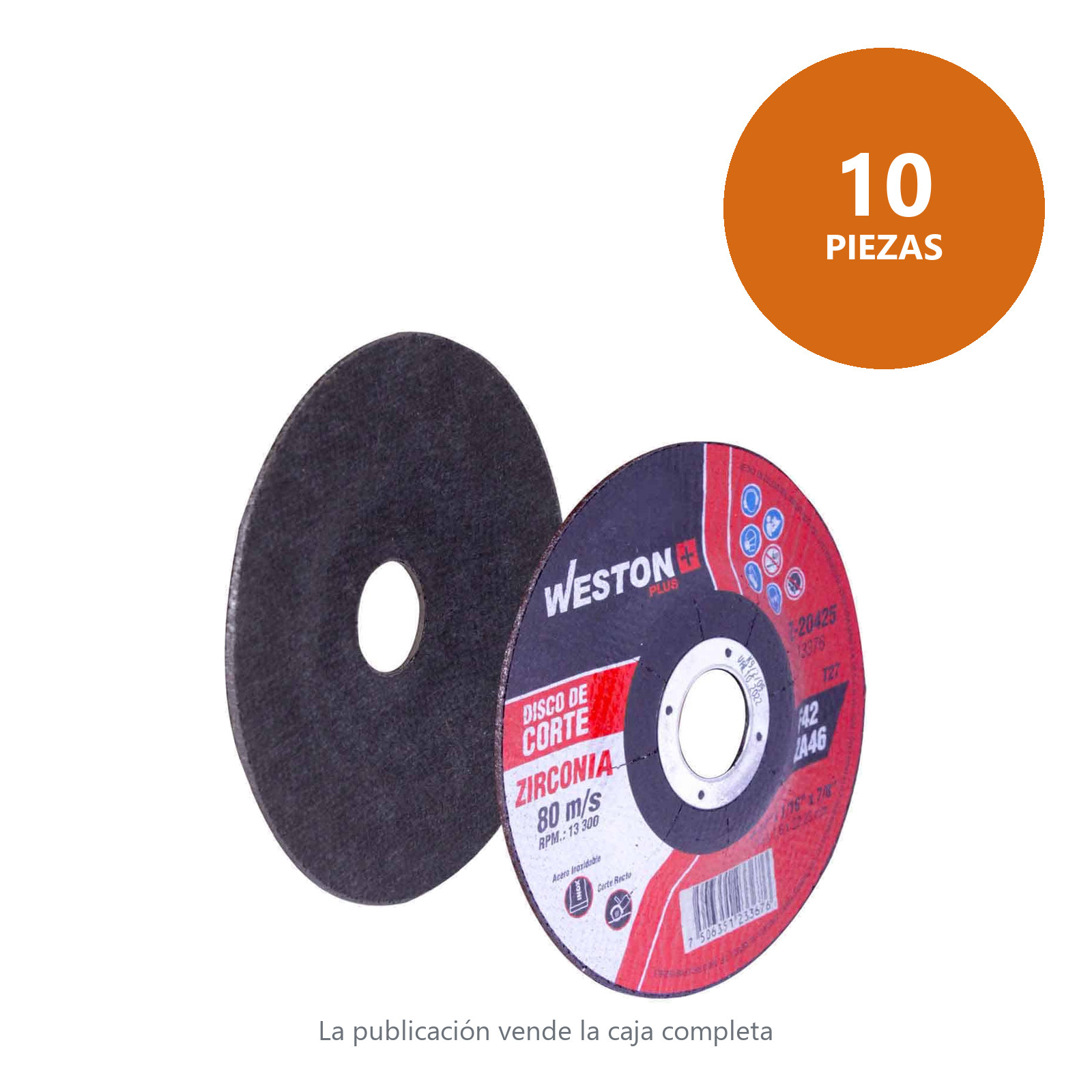 DISCO D/CORTE P/INOX. D/ZIRCONIO 4-1/2" x 1/16"(1.58) x 7/8" F42 (Emp. c/10 Pzas - Precio x Pza) - Imagen 2