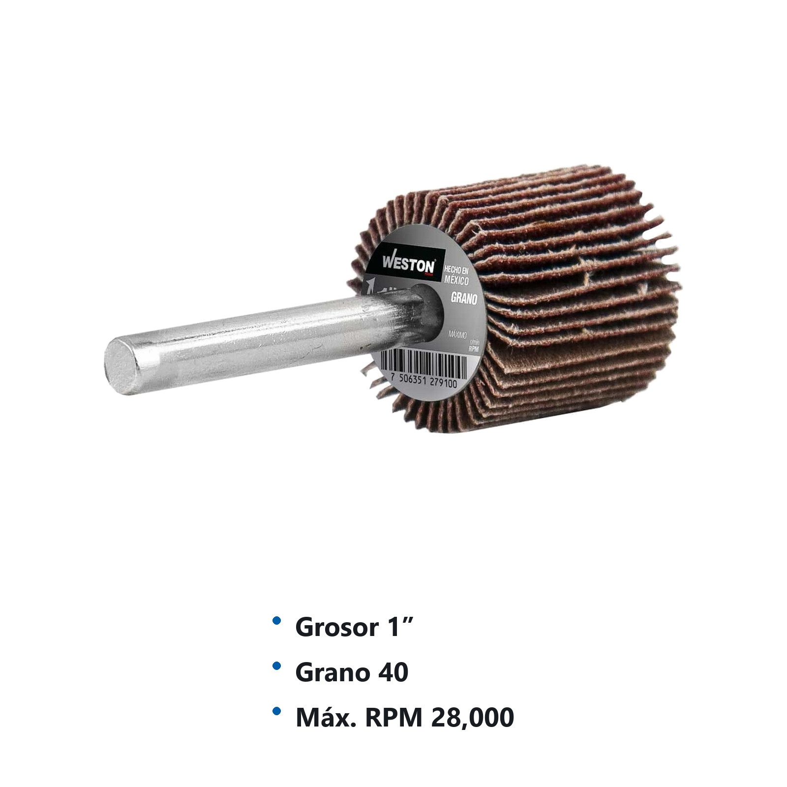 RUEDA FLAP C/VASTAGO G40 1 X 1 X 1/4 (Precio x pieza - Empaque c/20 pzas) - Imagen 4
