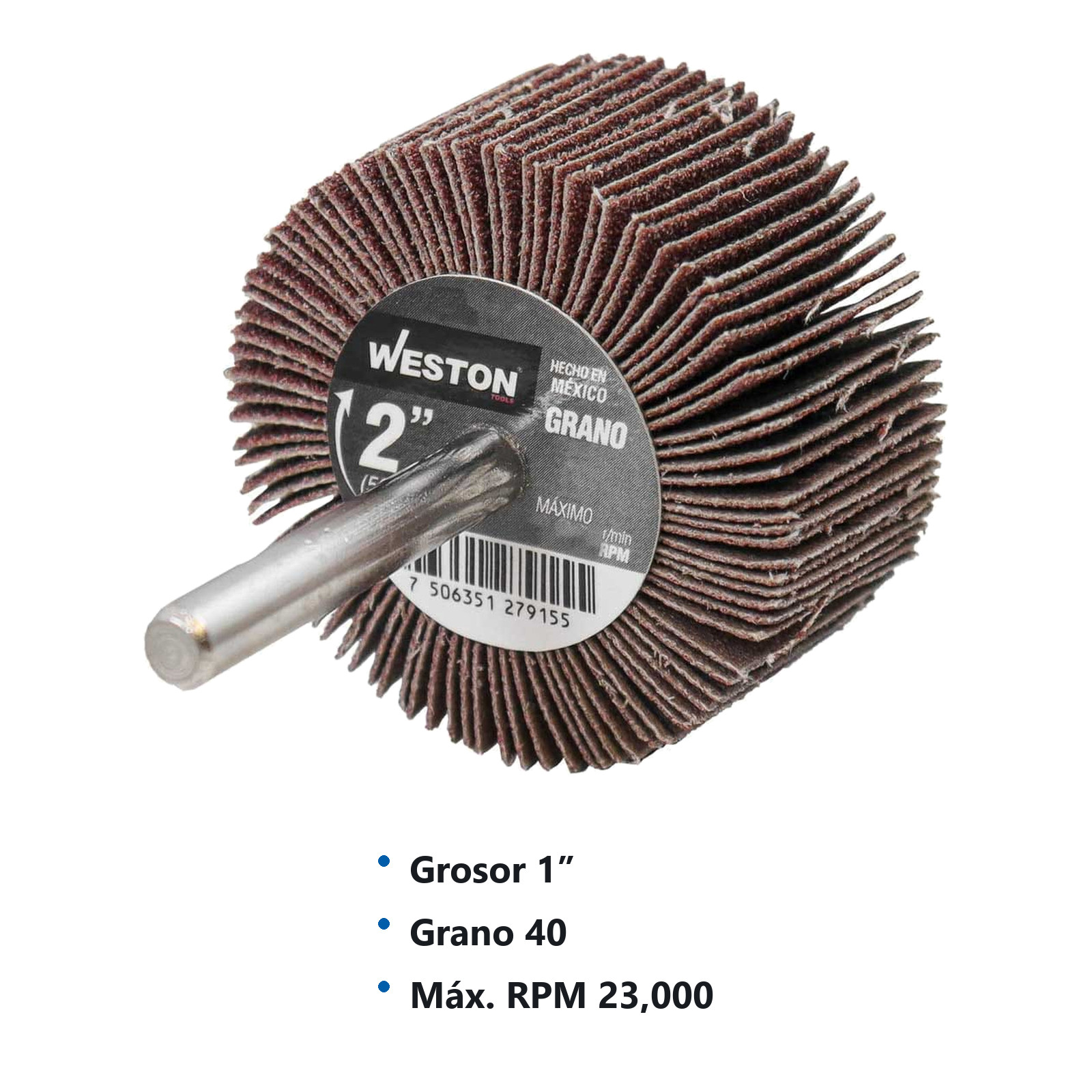 RUEDA FLAP C/VASTAGO G40 2 X 1 X 1/4 (Precio x pieza - Empaque c/10 pzas) - Imagen 4