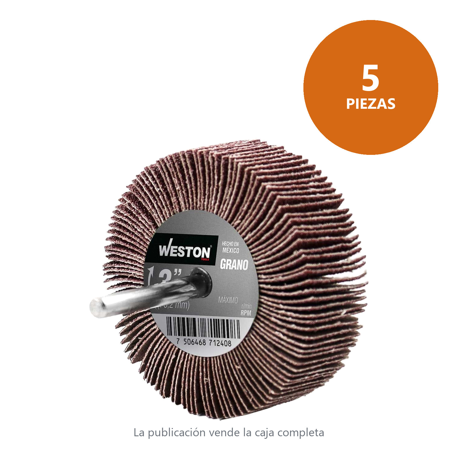 RUEDA FLAP C/VASTAGO A40 3 X 1 X 1/4 (Precio x pieza - Empaque c/5 pzas) - Imagen 3
