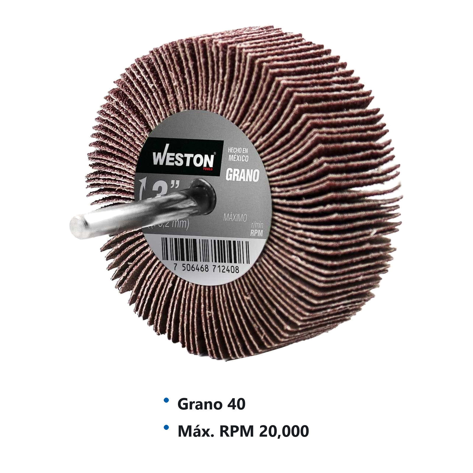 RUEDA FLAP C/VASTAGO A40 3 X 1 X 1/4 (Precio x pieza - Empaque c/5 pzas) - Imagen 4