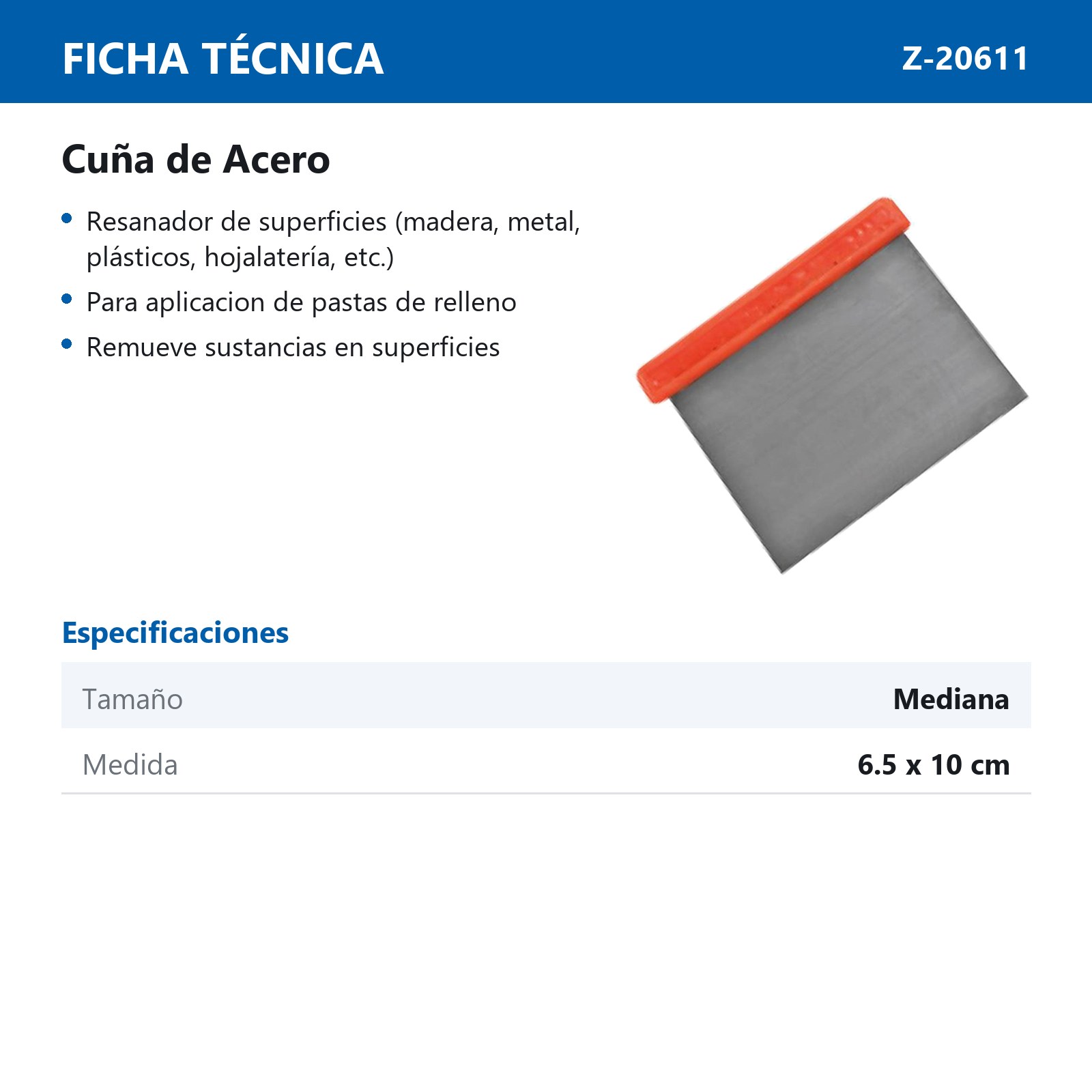 CUÑA DE ACERO MEDIANA 6.5 X 10CM - Imagen 2
