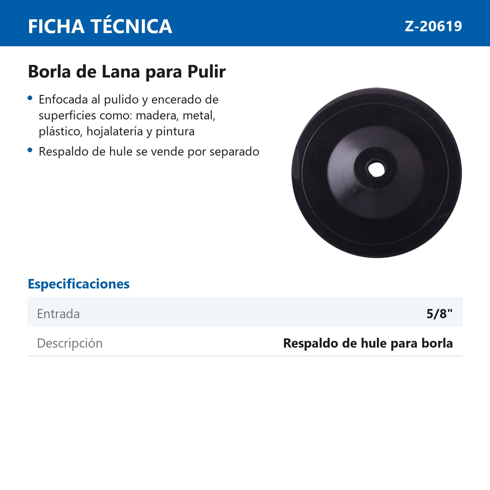 RESPALDO DE HULE BORLA 7" X 5/8" (Precio x pieza - Empaque c/3 pzas) - Imagen 3