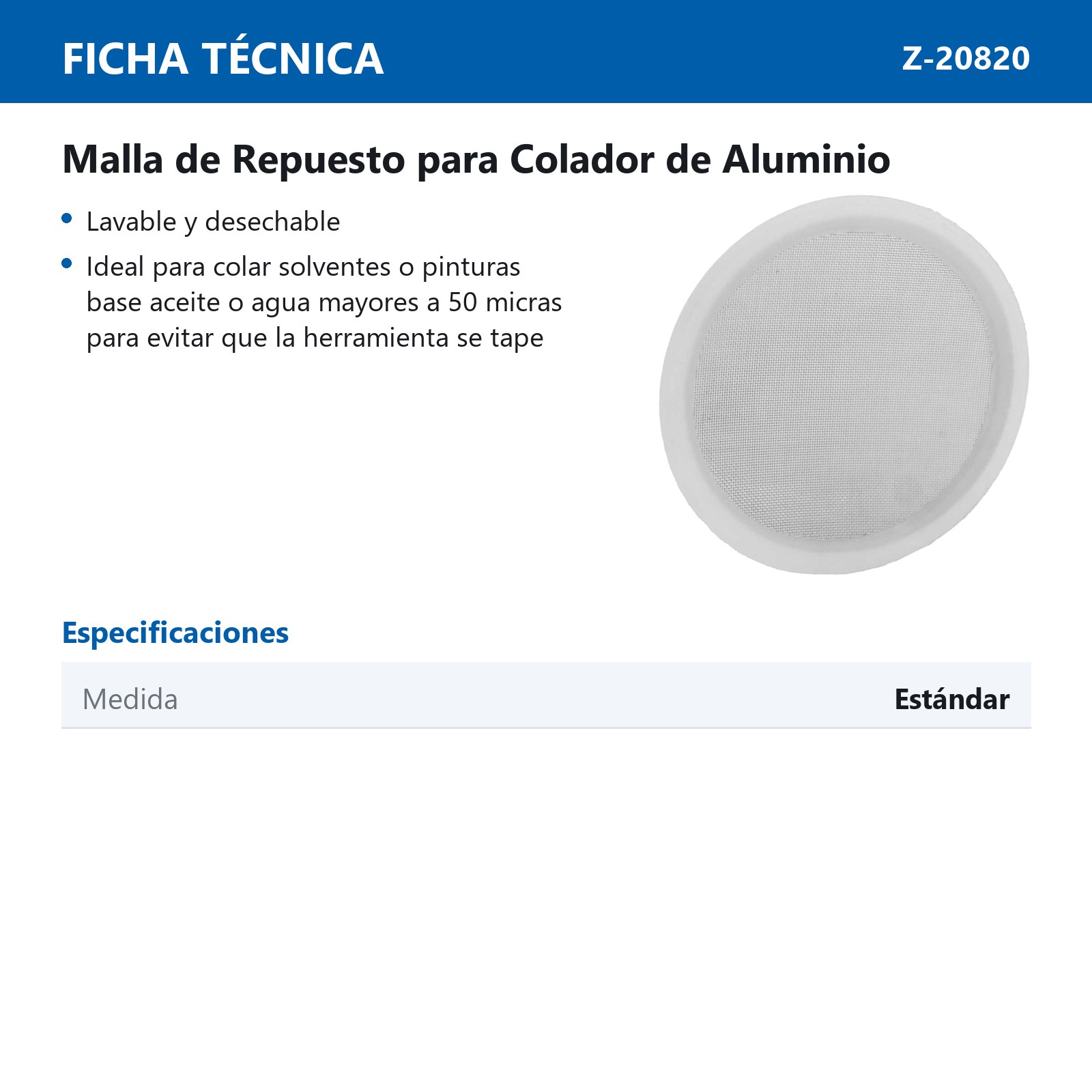 REPUESO PARA COLADOR DE ALUMINIO (Precio x Pieza - Emp. c/50 pzas) - Imagen 4