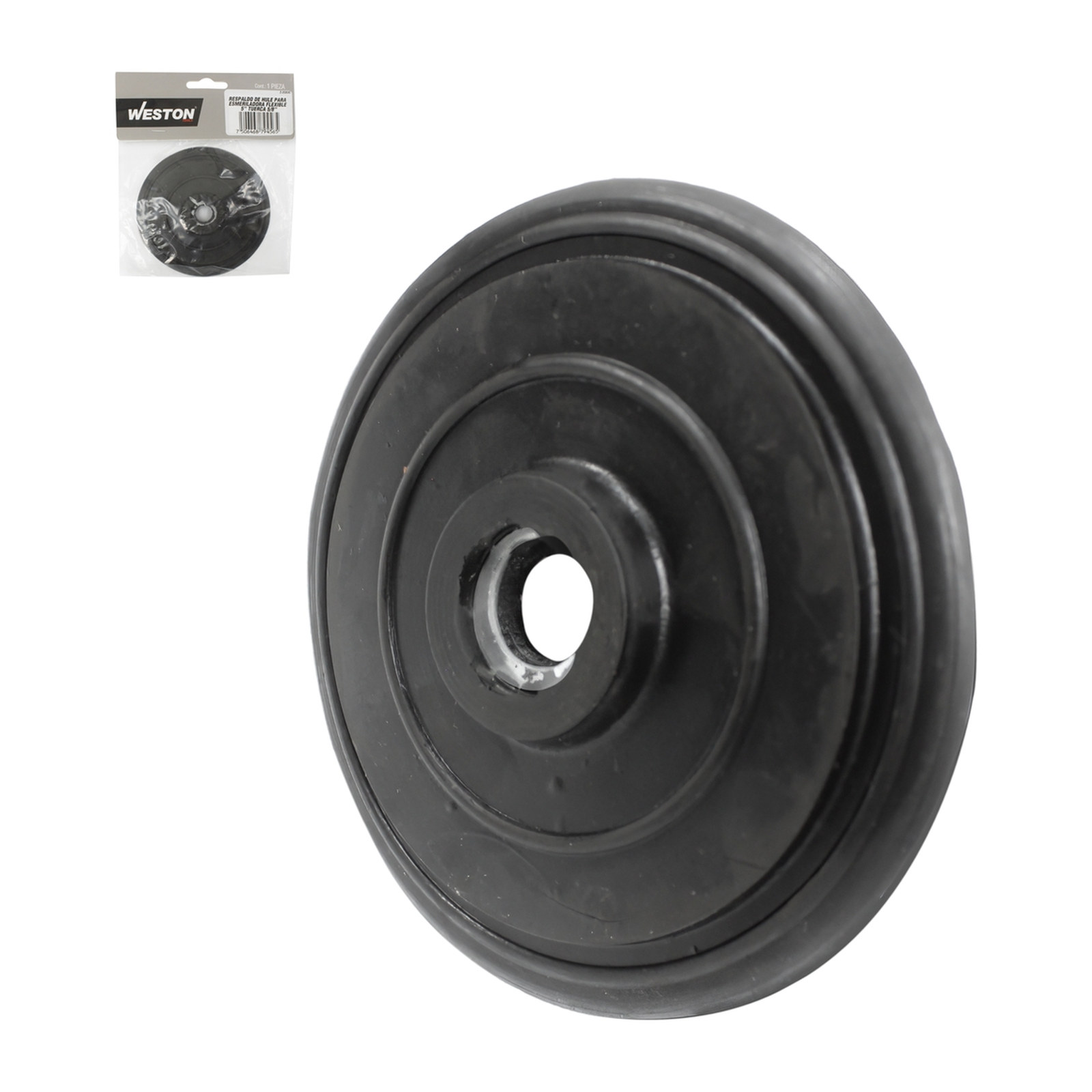 RESPALDO DE HULE PARA ESMERILADORA FLEXIBLE 5" TUERCA 5/8"