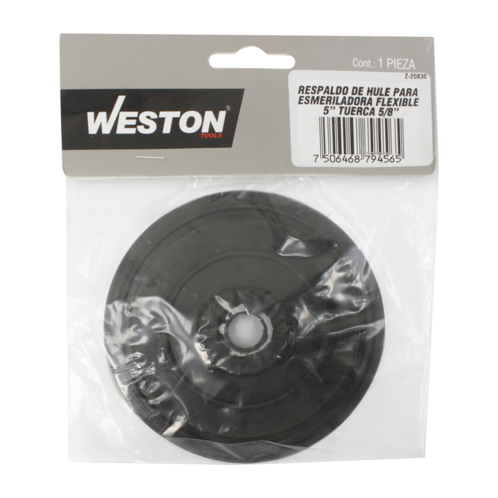 RESPALDO DE HULE PARA ESMERILADORA FLEXIBLE 5" TUERCA 5/8" - Imagen 3