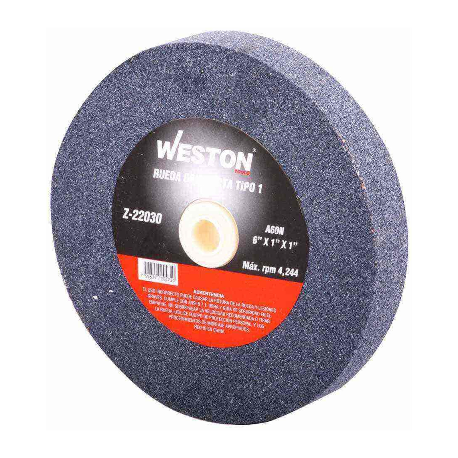 Rueda Abrasiva Gris Tipo 1 6" x 1" x 1" Grano A60 Weston