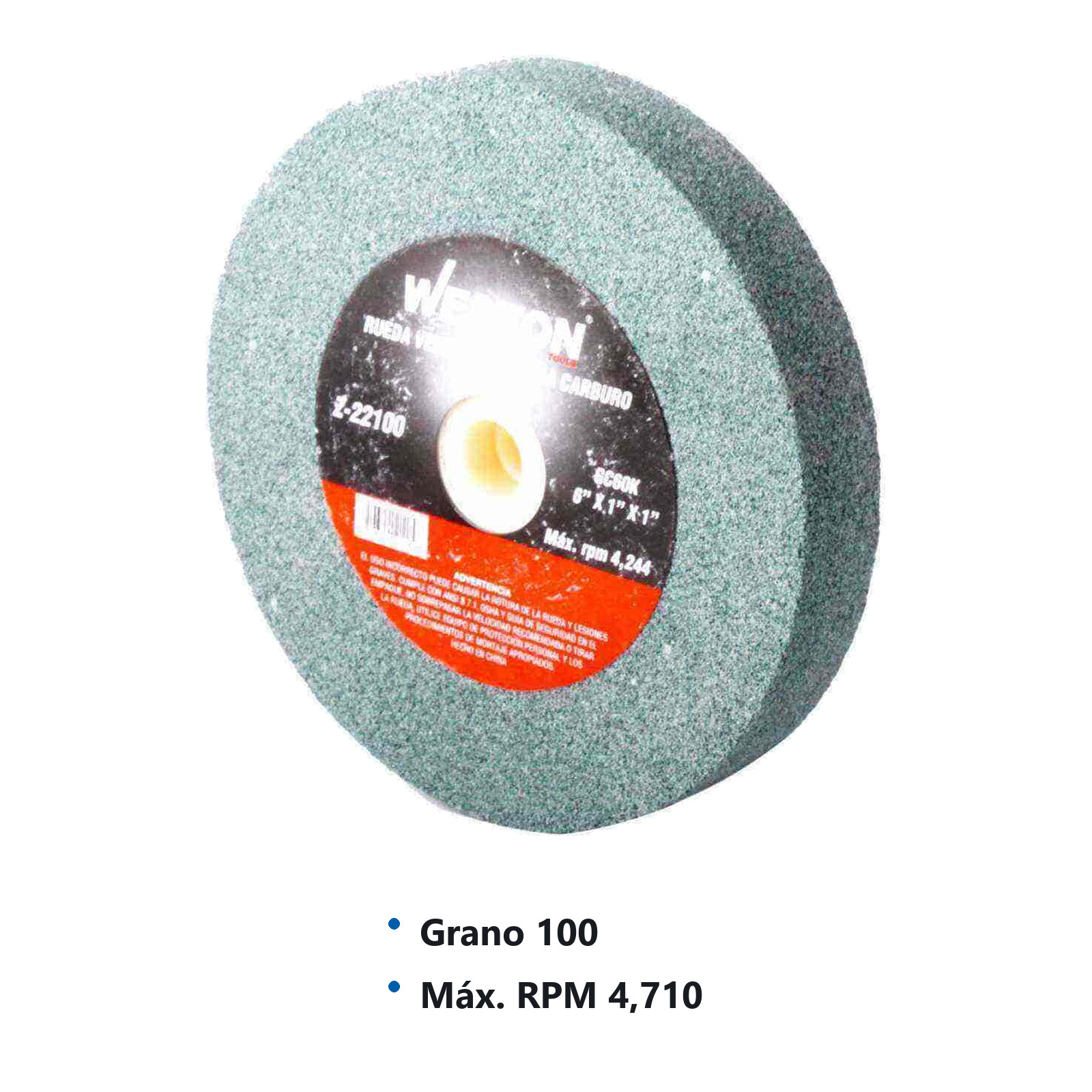 RUEDA ABRASIVA VERDE TIPO 1 6" X 1" X 1" GC100 - Imagen 2