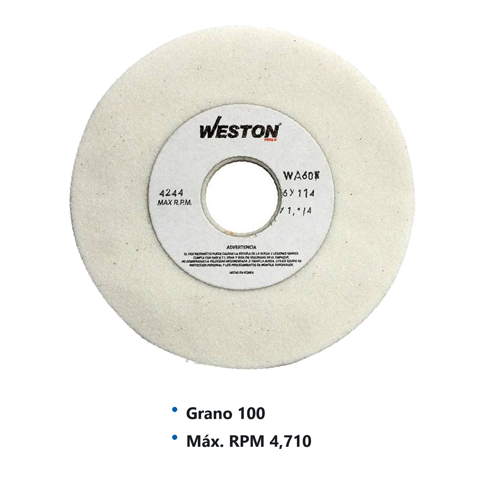 RUEDA BLANCA TIPO 1 6" X 1/4" X1-1/4" WA100 - Imagen 2