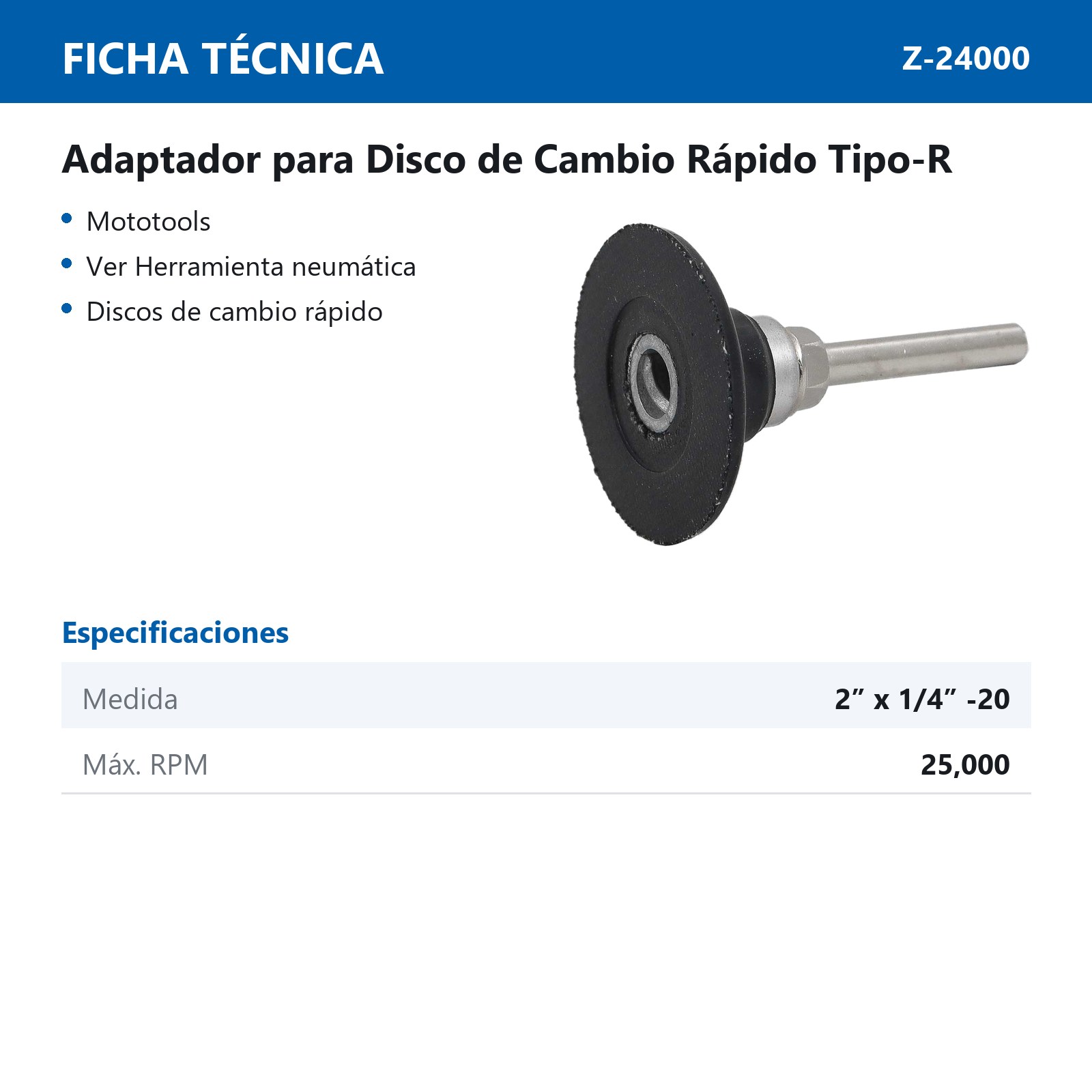 ADAPTADOR 2" P/DISCOS DE CAMBIO RAPIDO TIPO-R - Imagen 3