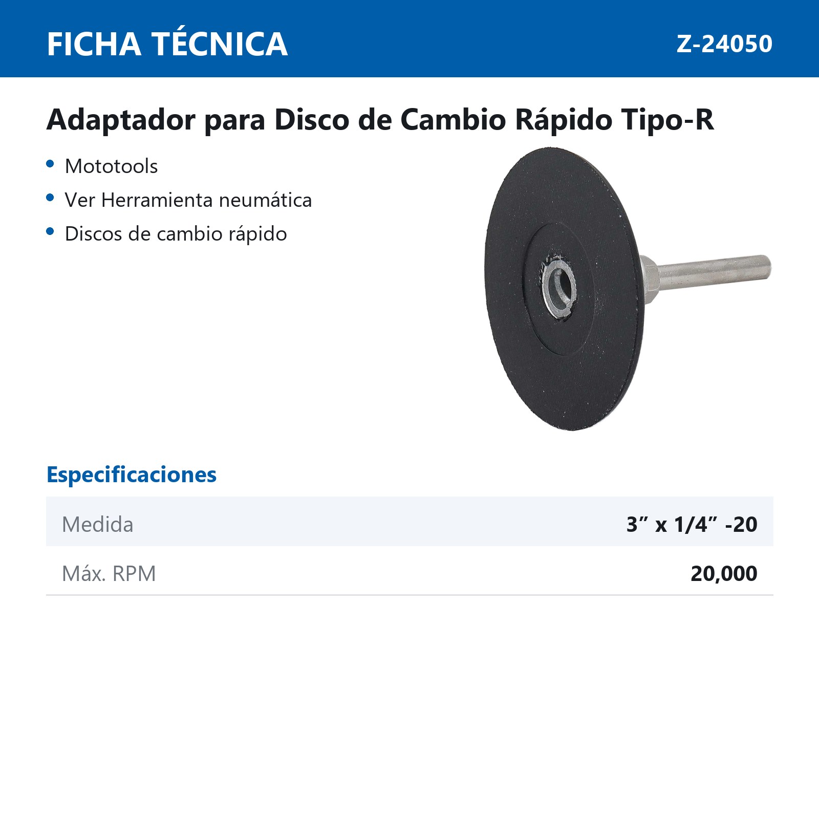 ADAPTADOR 3" P/DISCOS DE CAMBIO RAPIDO TIPO-R - Imagen 3