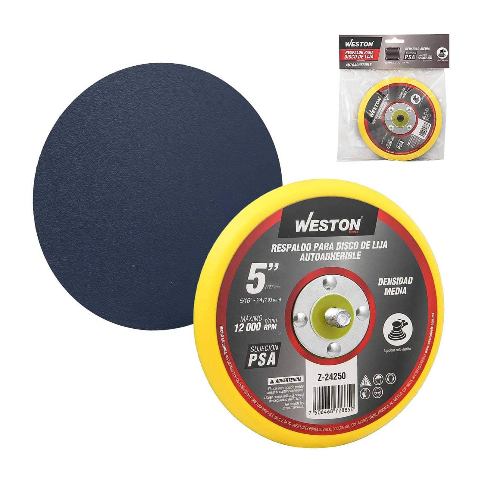 Pad de Acción Dual 5" PSA Autoadherible Barreno 5/16"-24 Weston