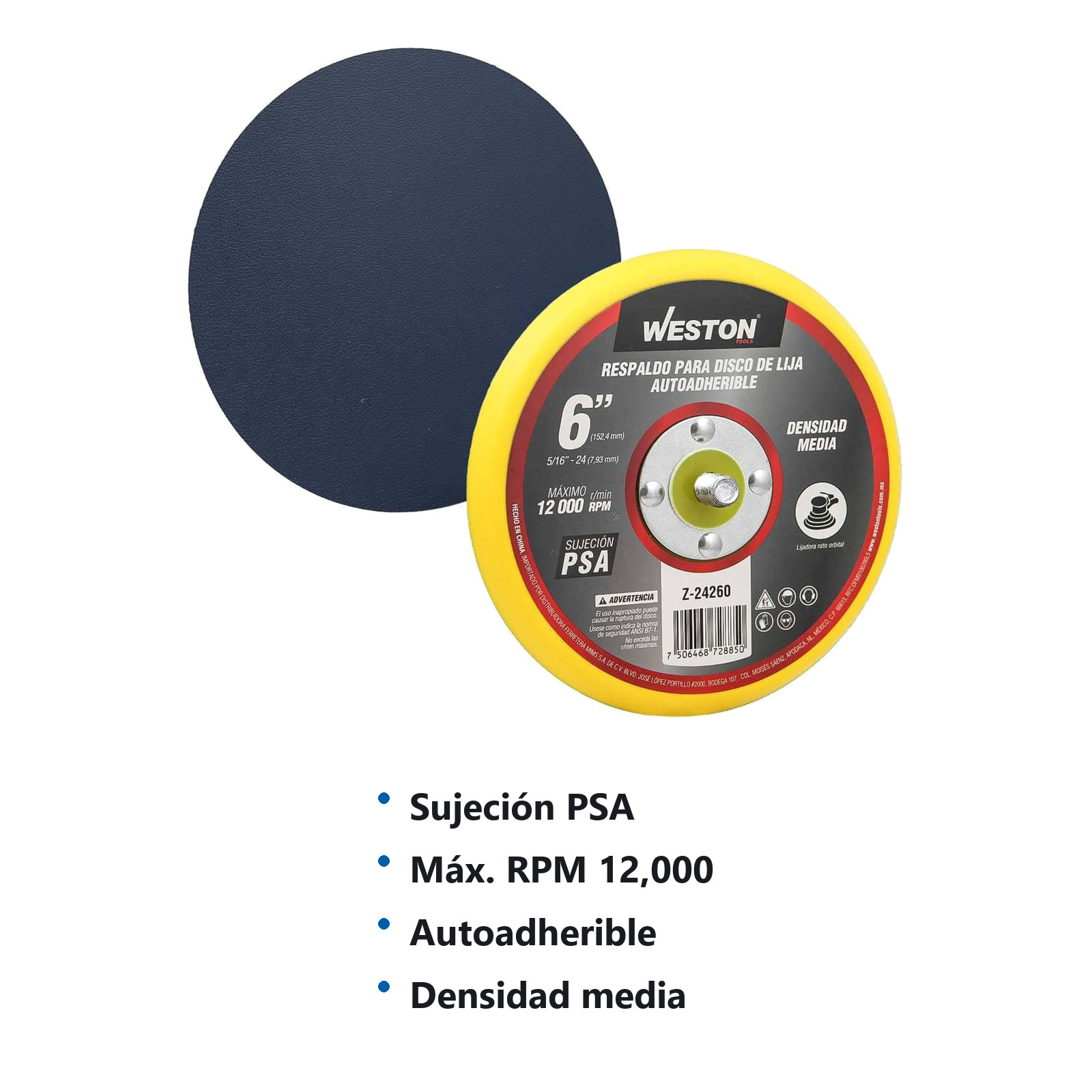 PAD ACCION DUAL 6" PSA ENT. 5/16"-24 - Imagen 2