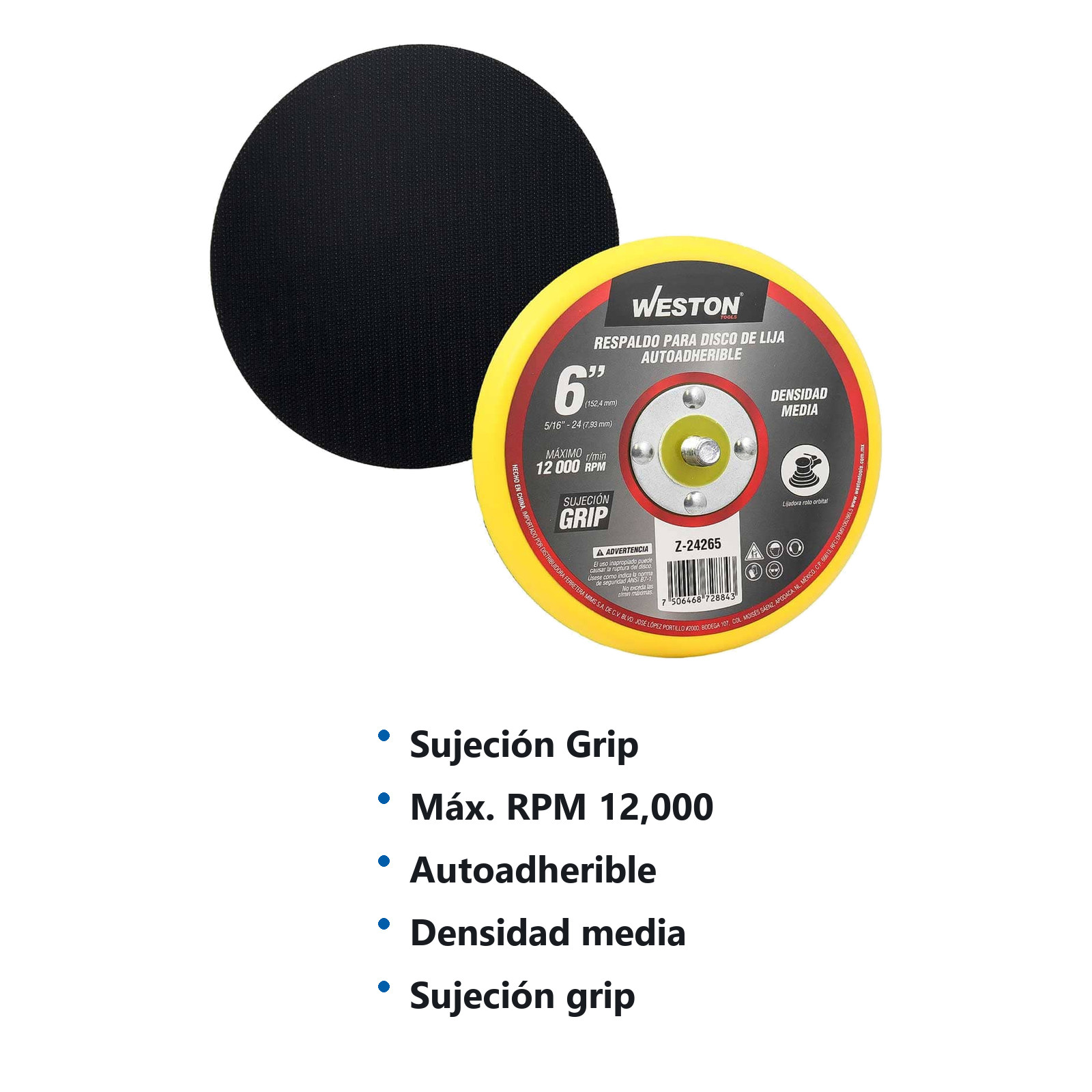 PAD ACCION DUAL 6" GRIP ENT. 5/16"-24 - Imagen 2
