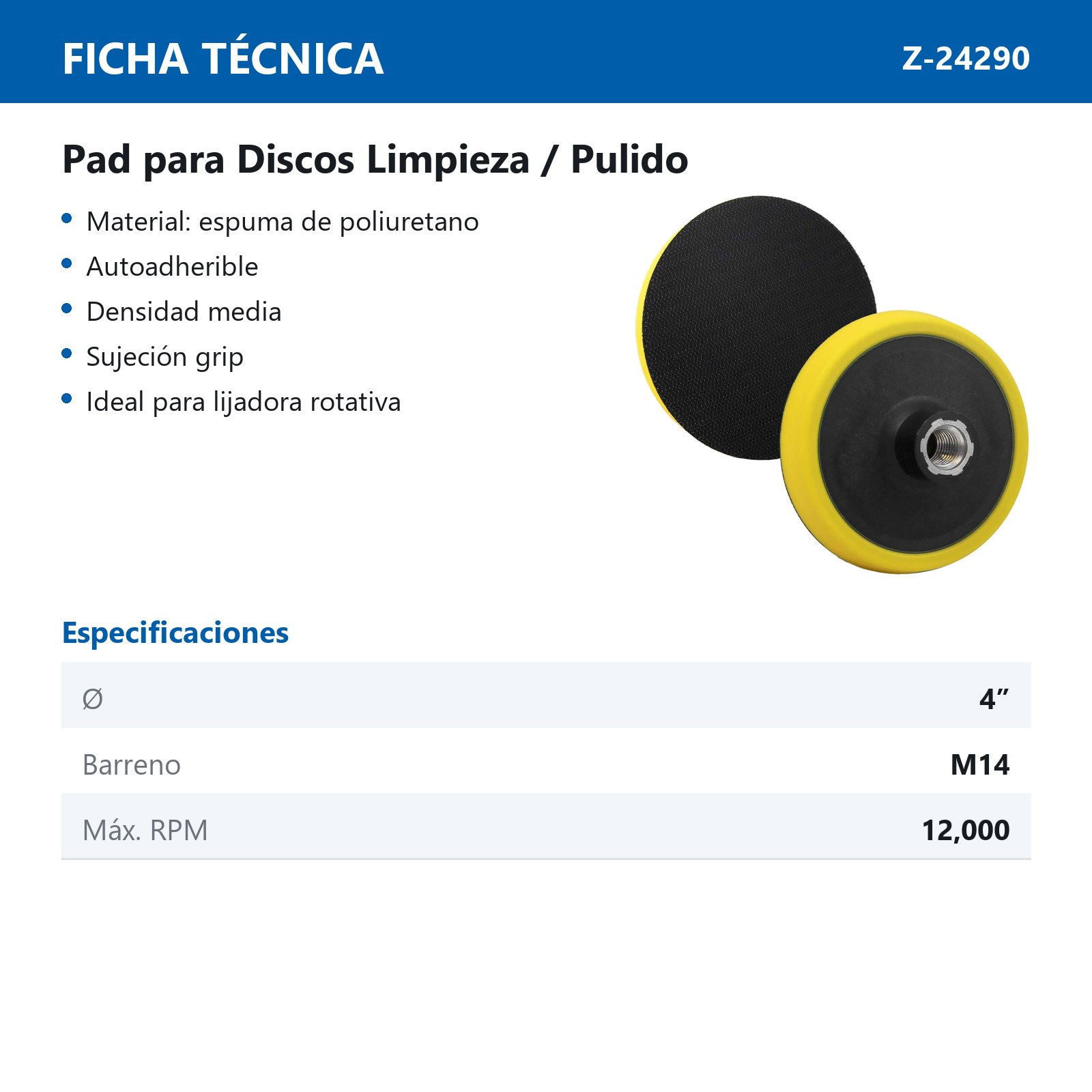 PAD LIMPIEZA/PULIDO 4" GRIP ENT. M14 - Imagen 3