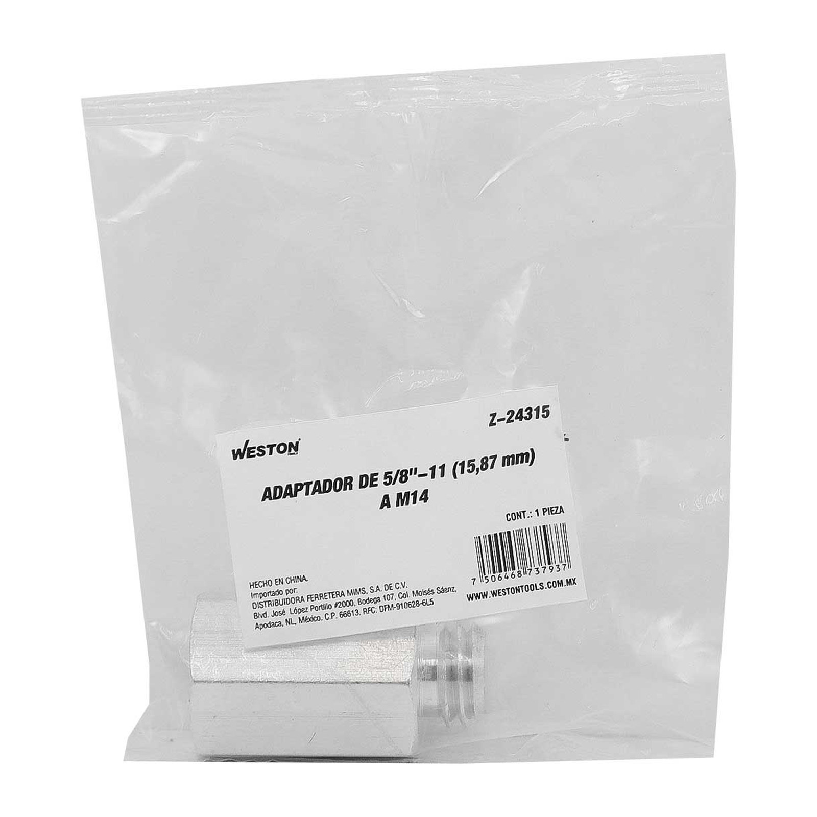 ADAPTADOR  5/8-11 E XTERIOR  A  M14  ROSCA   INTERIOR - Imagen 2