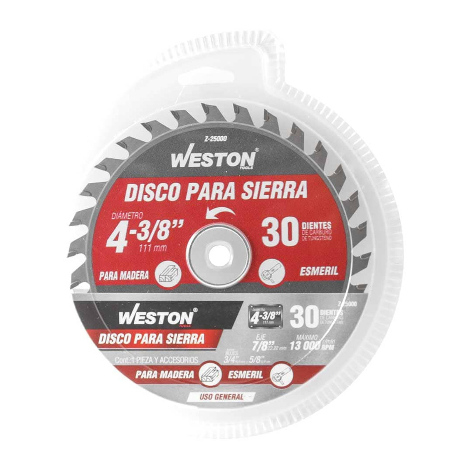 DISCO PARA SIERRA CIRCULAR P/MADERA 4-3/8'' X 7/8'' 30DT C/BUJE - Imagen 4