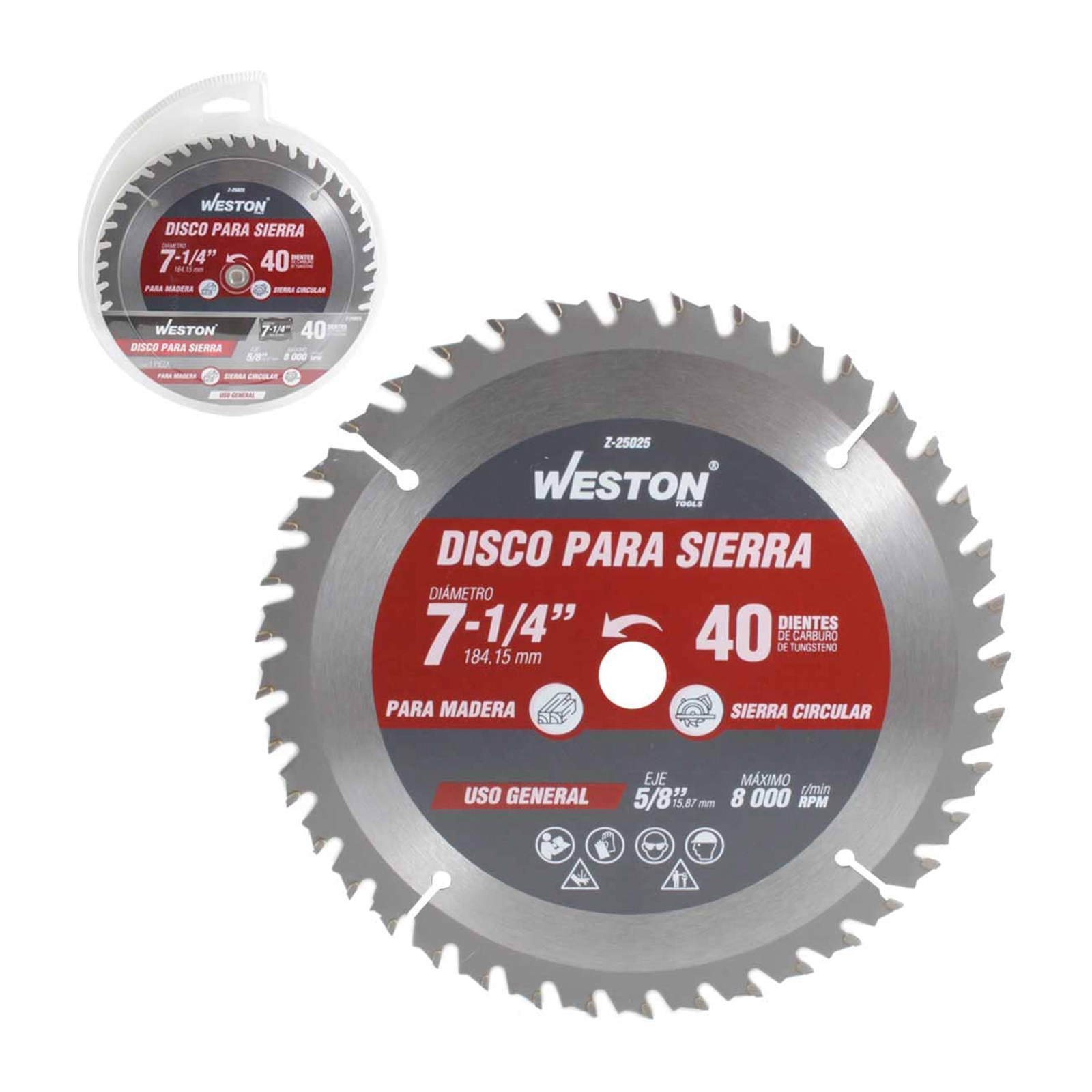 Disco para Sierra Circular Weston 7-1/4" x 5/8" 40 Dientes para Madera