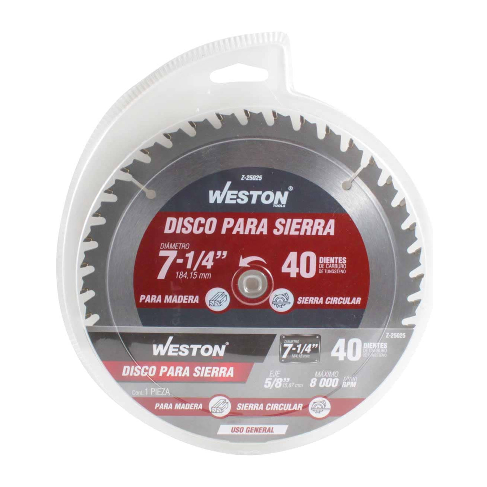 DISCO PARA SIERRA CIRCULAR P/MADERA 7-1/4'' X 5/8'' 40DT - Imagen 3