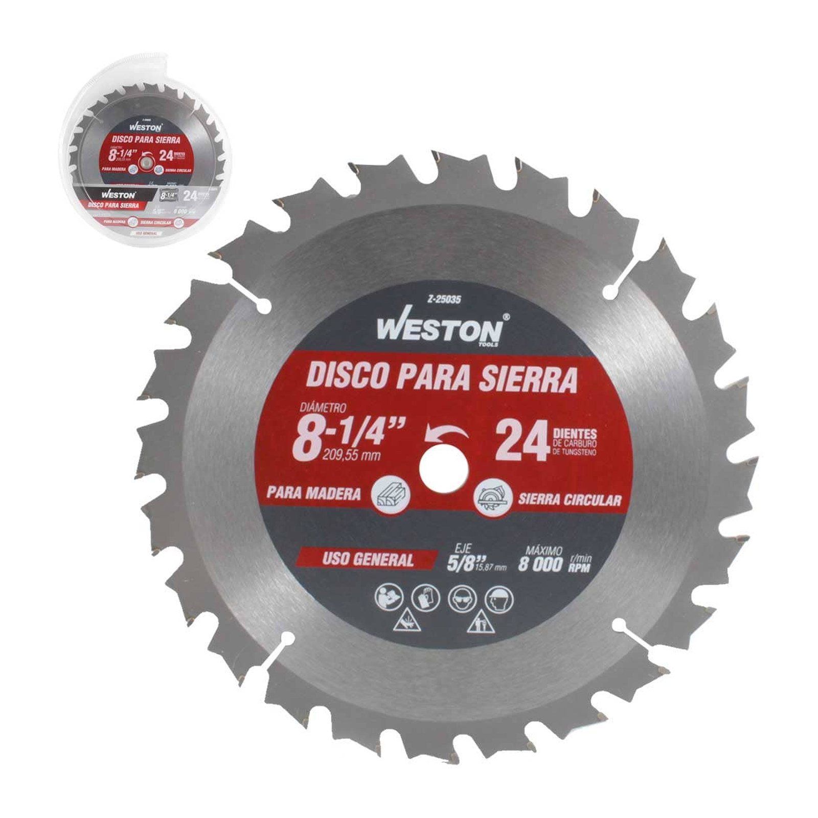Disco para Sierra Circular en Madera 8-1/4" x 5/8" 24 Dientes WESTON