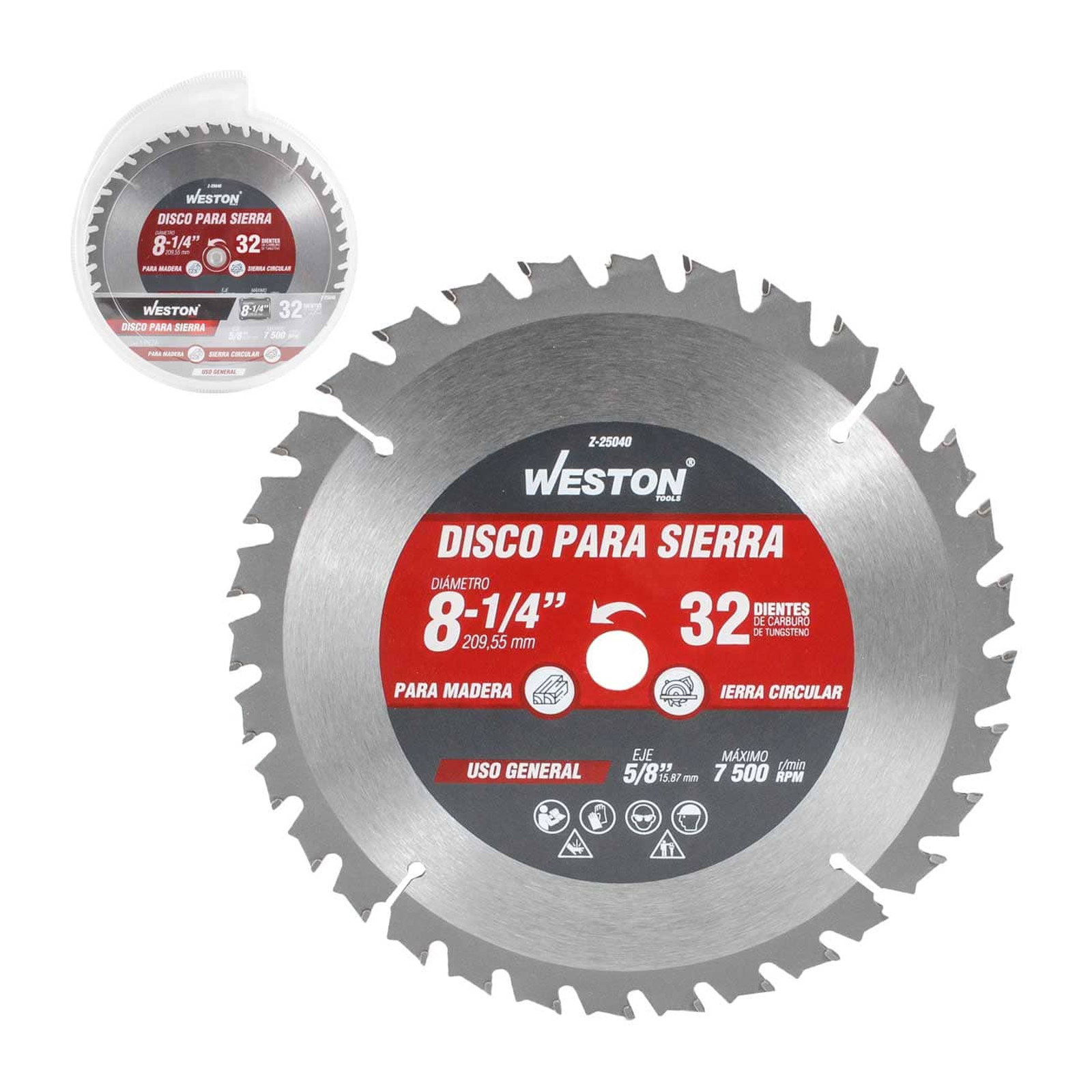Disco para Sierra Circular WESTON 8-1/4" x 5/8" 32 Dientes para Madera