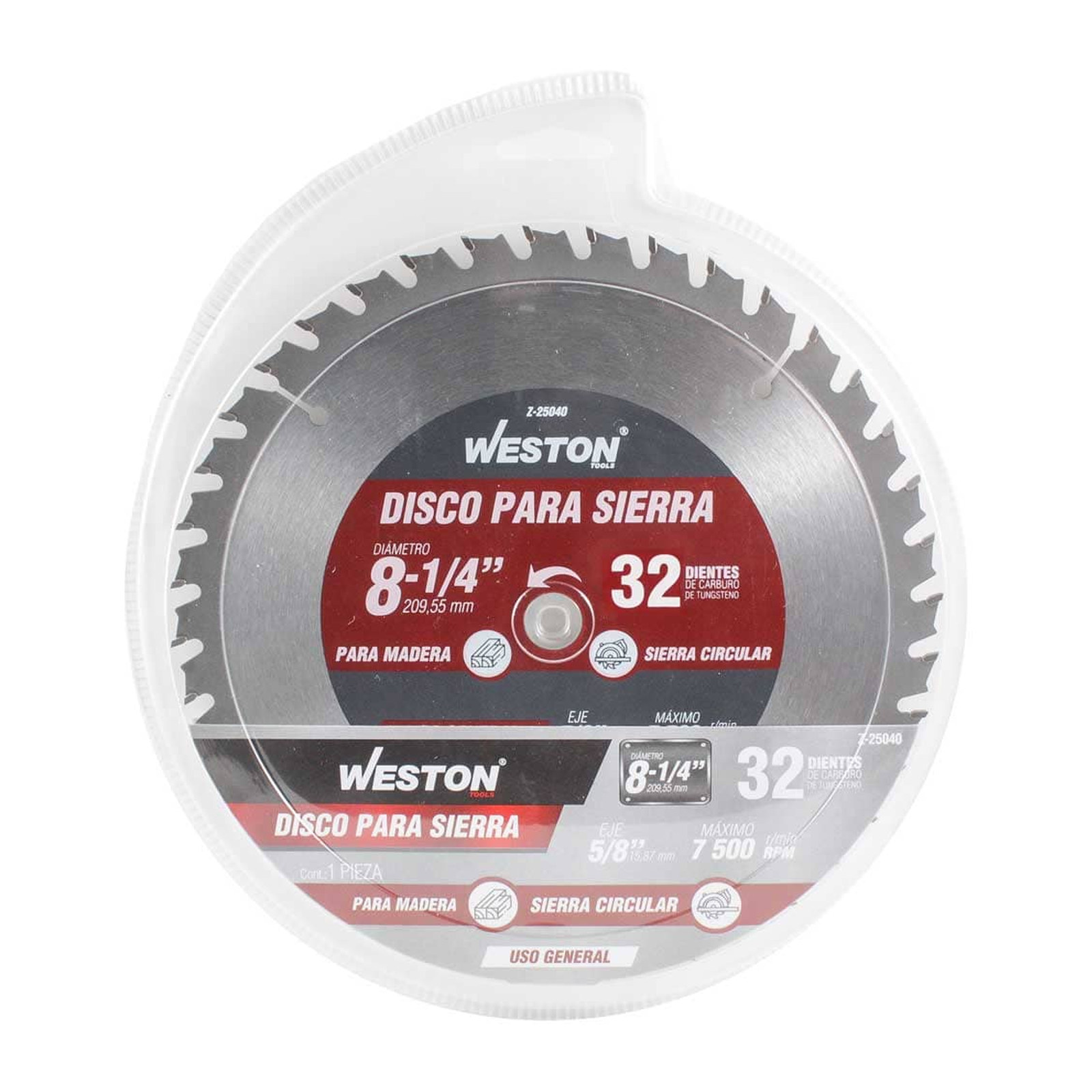 DISCO PARA SIERRA CIRCULAR P/MADERA 8-1/4'' X 5/8'' 32DT - Imagen 3