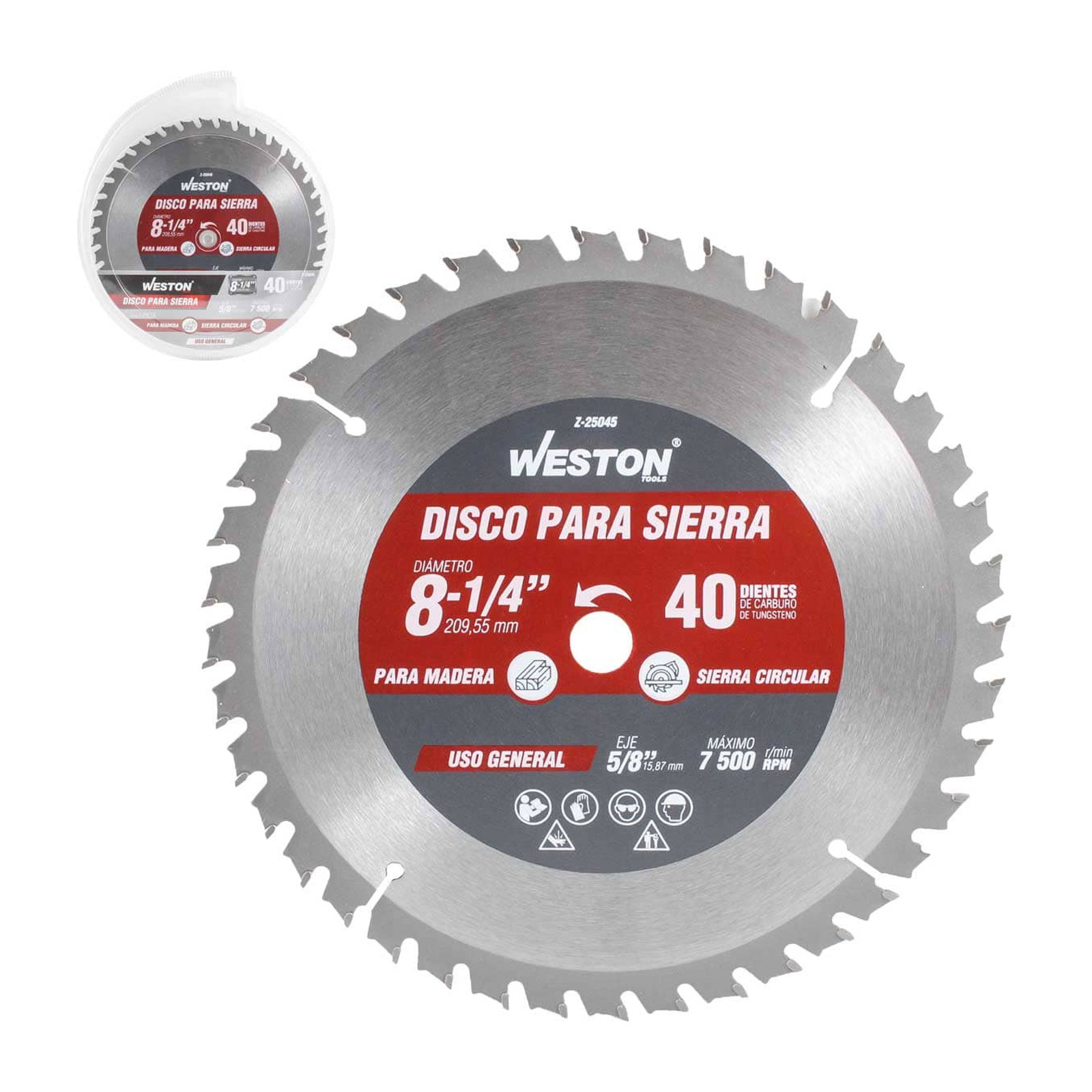Disco para Sierra Circular Weston 8-1/4" x 5/8" 40 Dientes para Madera