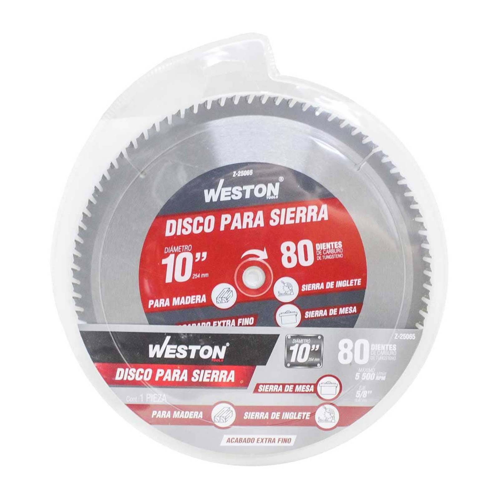 DISCO PARA SIERRA CIRCULAR P/MADERA 10'' X 5/8'' 80DT - Imagen 3