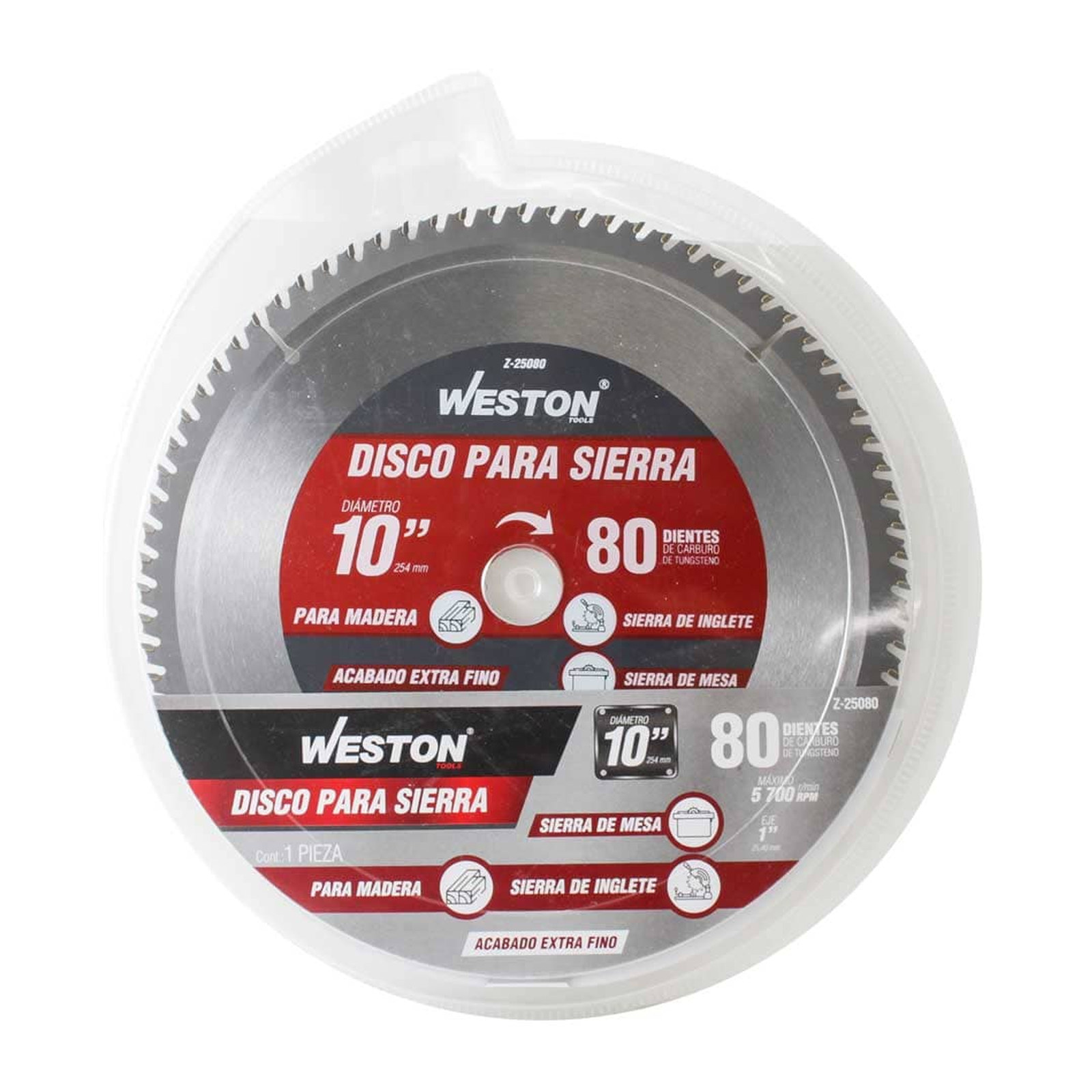 DISCO PARA SIERRA CIRCULAR P/MADERA 10'' X 1'' 80DT - Imagen 3