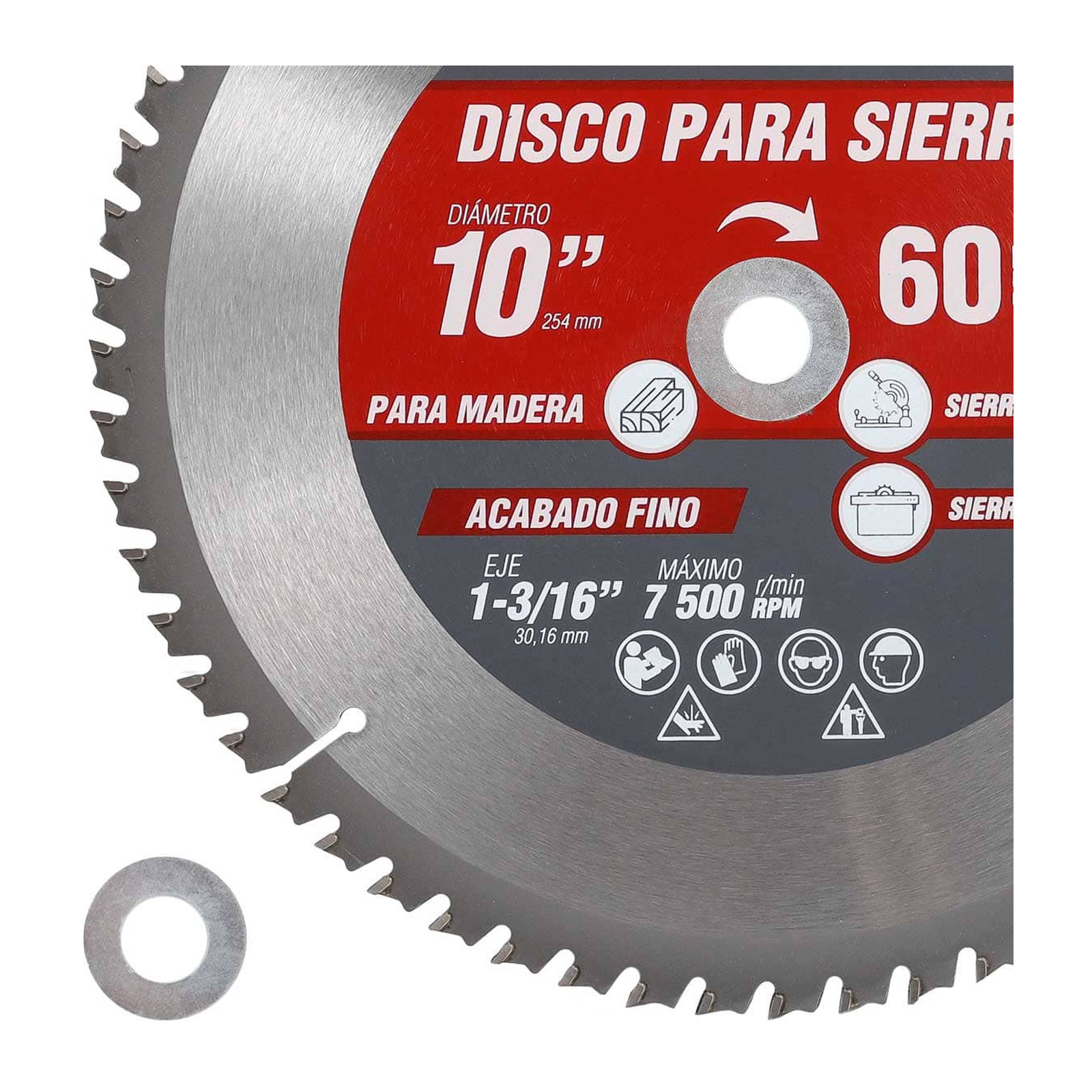 DISCO PARA SIERRA CIRCULAR P/MADERA 10'' X 1-3/16'' 60DT C/BUJES - Imagen 3
