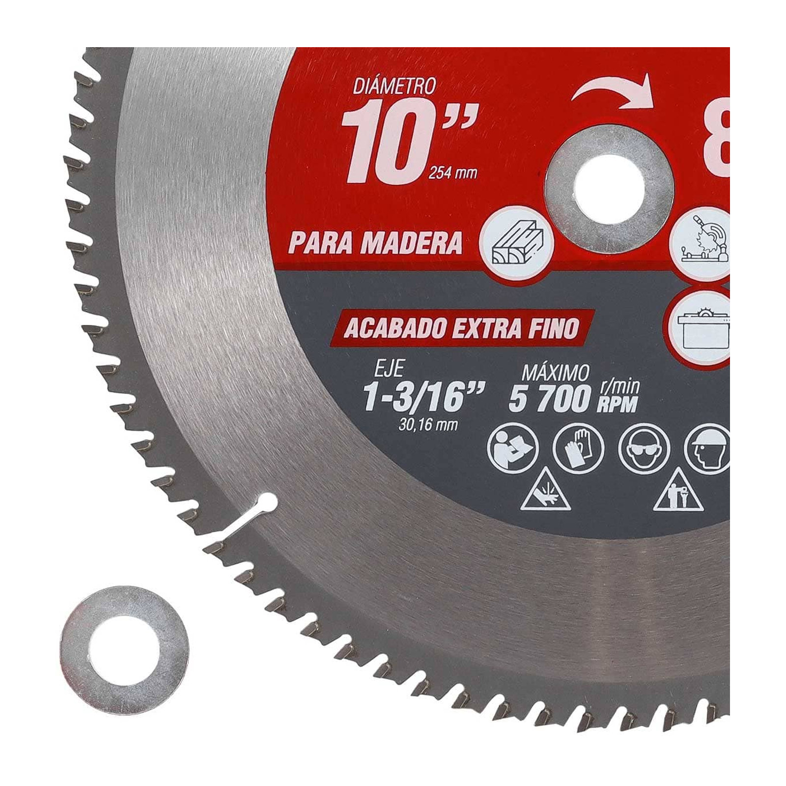 DISCO PARA SIERRA CIRCULAR P/MADERA 10'' X 1-3/16'' 80DT C/BUJES - Imagen 3