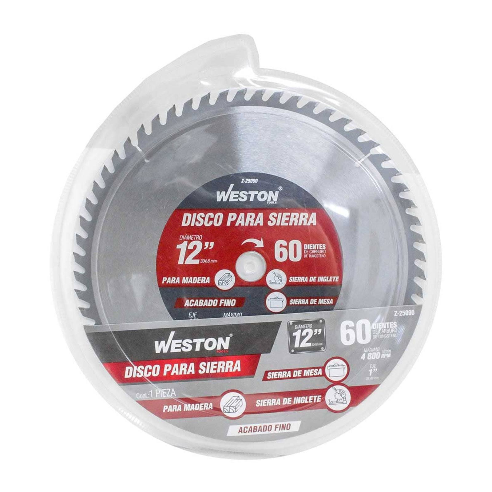 DISCO PARA SIERRA CIRCULAR P/MADERA 12'' X 1'' 60DT - Imagen 3