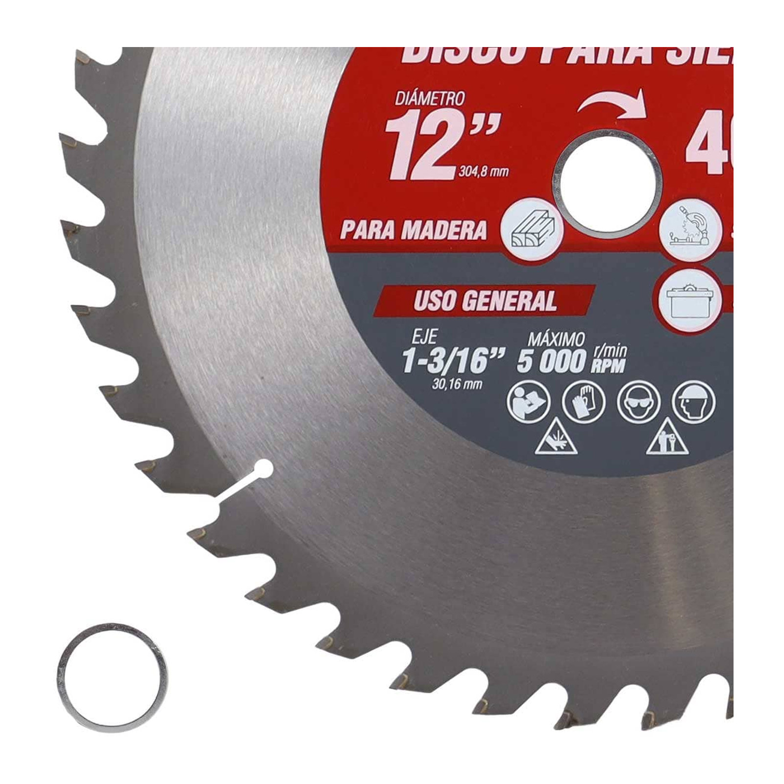 DISCO PARA SIERRA CIRCULAR P/MADERA 12'' X 1-3/16'' 40DT C/BUJES - Imagen 3