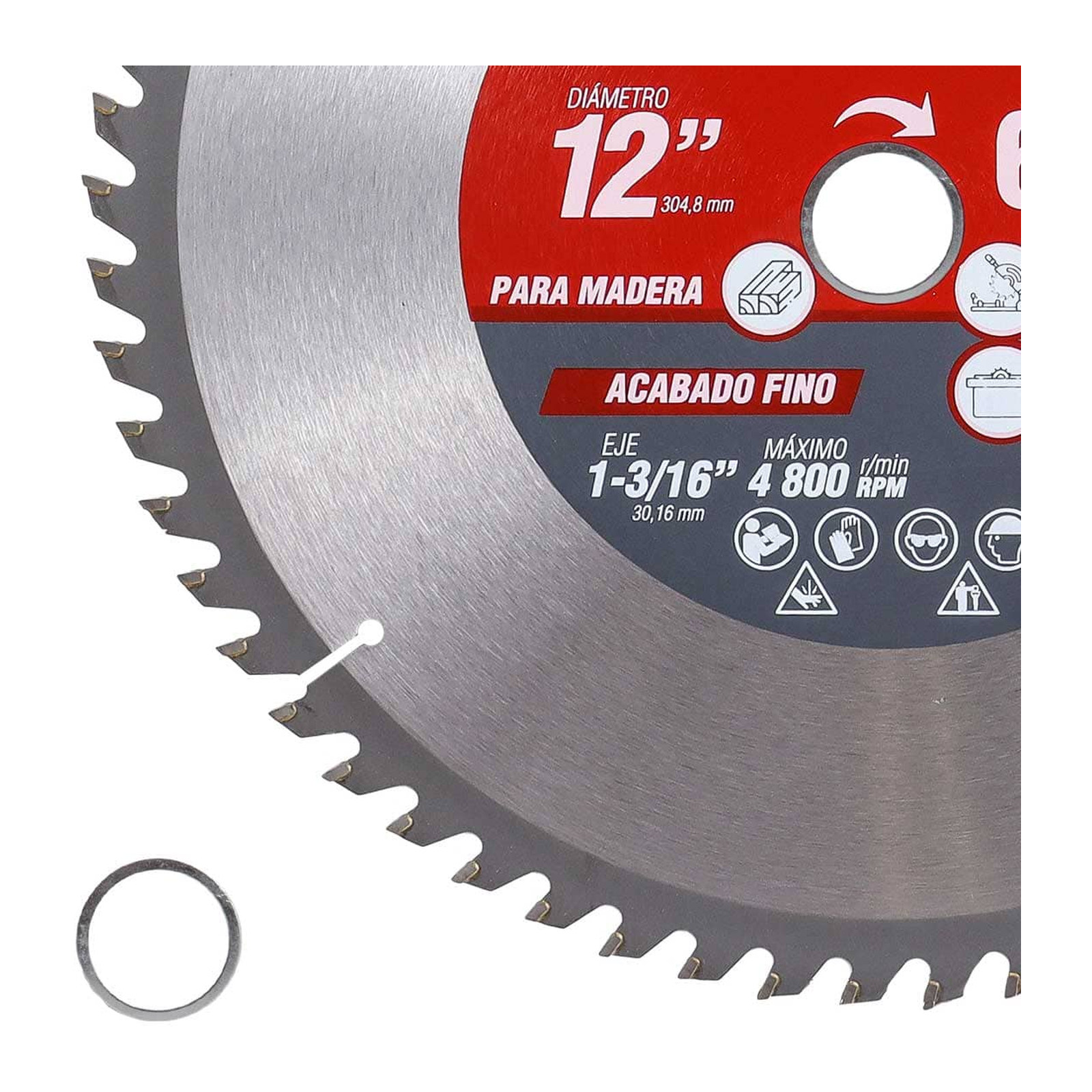 DISCO PARA SIERRA CIRCULAR P/MADERA 12'' X 1-3/16'' 60DT C/BUJES - Imagen 3