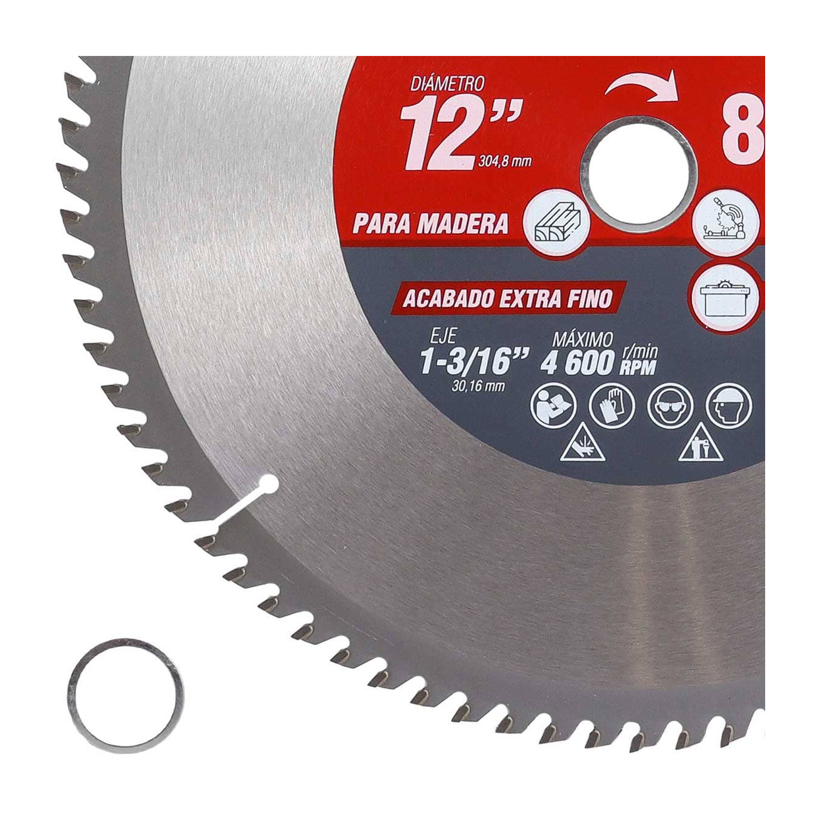 DISCO PARA SIERRA CIRCULAR P/MADERA 12'' X 1-3/16'' 80DT C/BUJES - Imagen 3