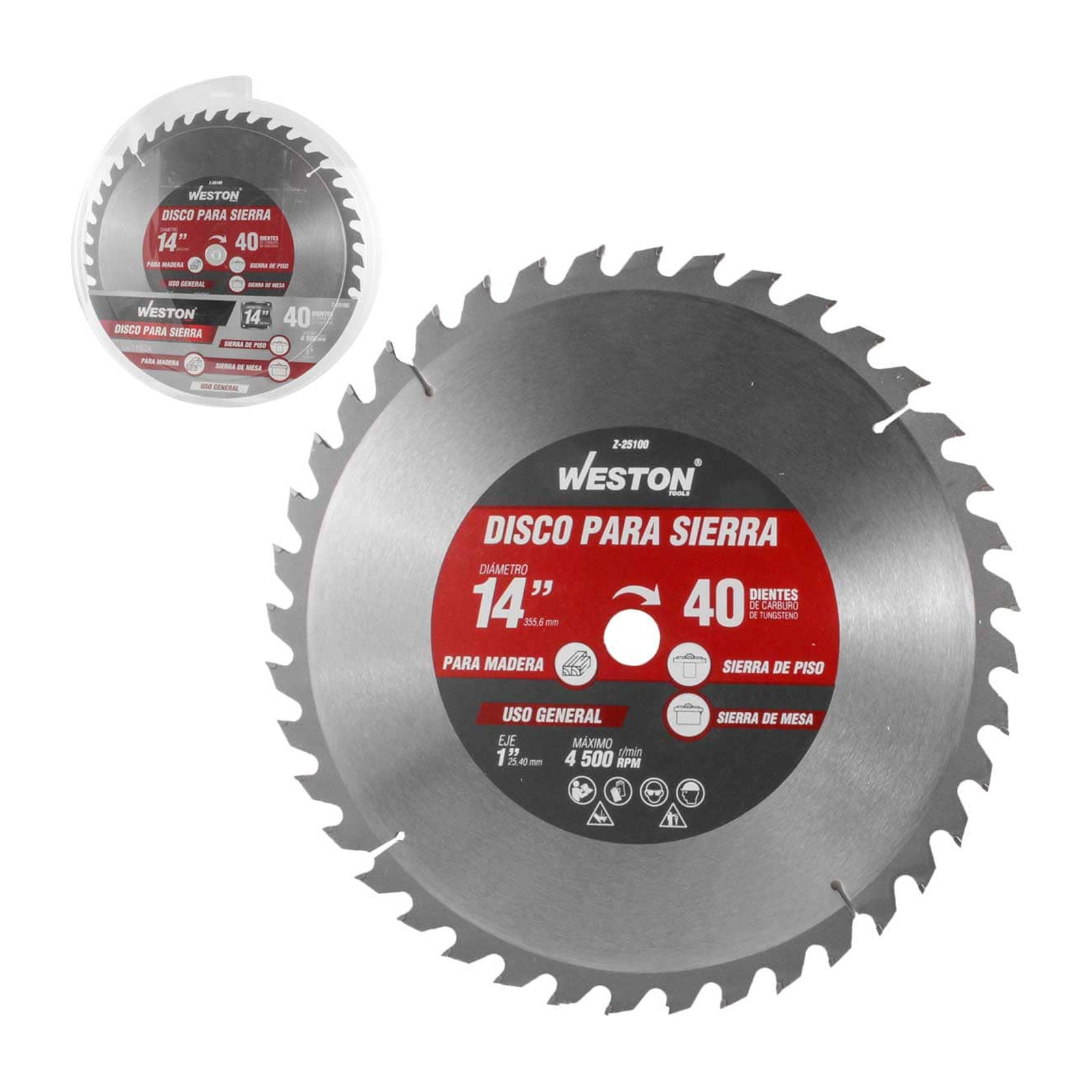 Disco para Sierra Circular Weston para Madera 14" x 1" 40 Dientes