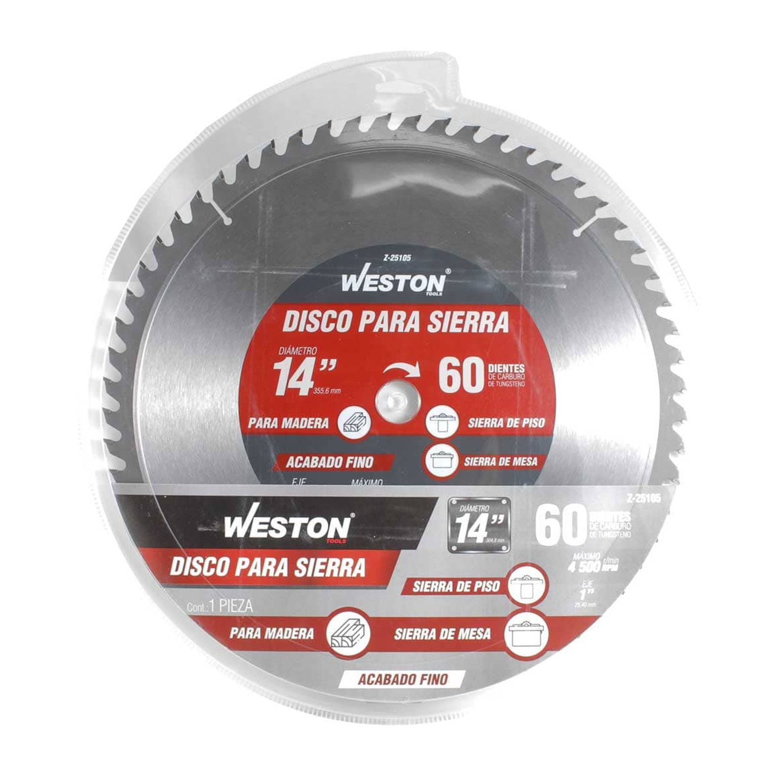 DISCO PARA SIERRA CIRCULAR P/MADERA 14'' X 1'' 60DT - Imagen 3