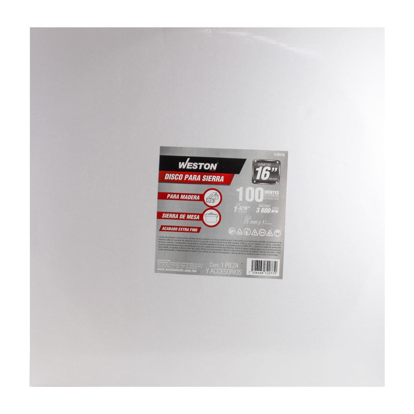 DISCO PARA SIERRA CIRCULAR P/MADERA 16'' X 1-3/16'' 100DT BUJE 25MM & 1" - Imagen 4