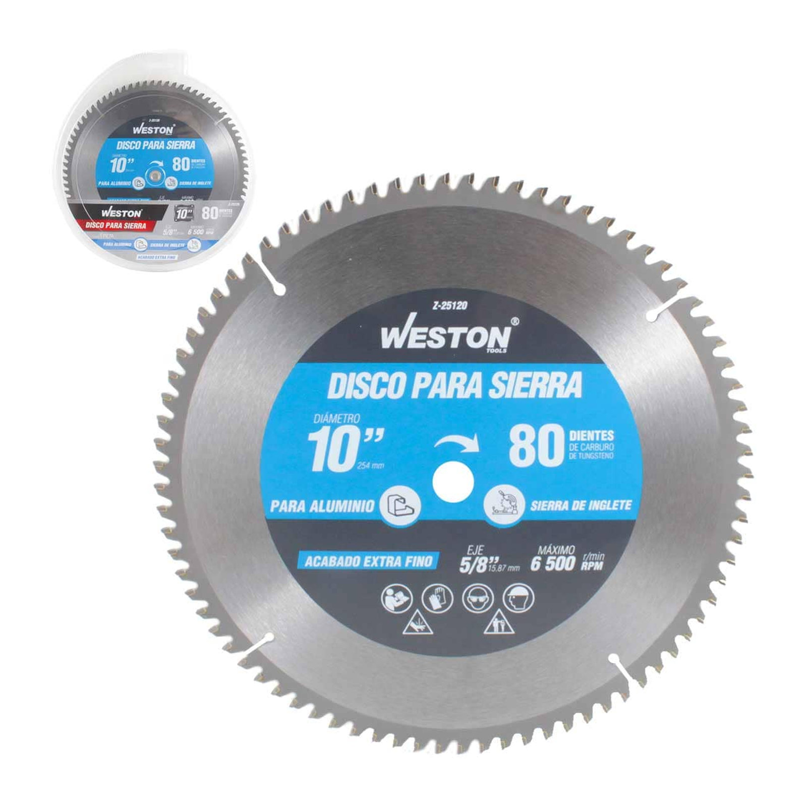 Disco para Sierra Circular Weston para Aluminio 10" x 5/8" 80 Dientes