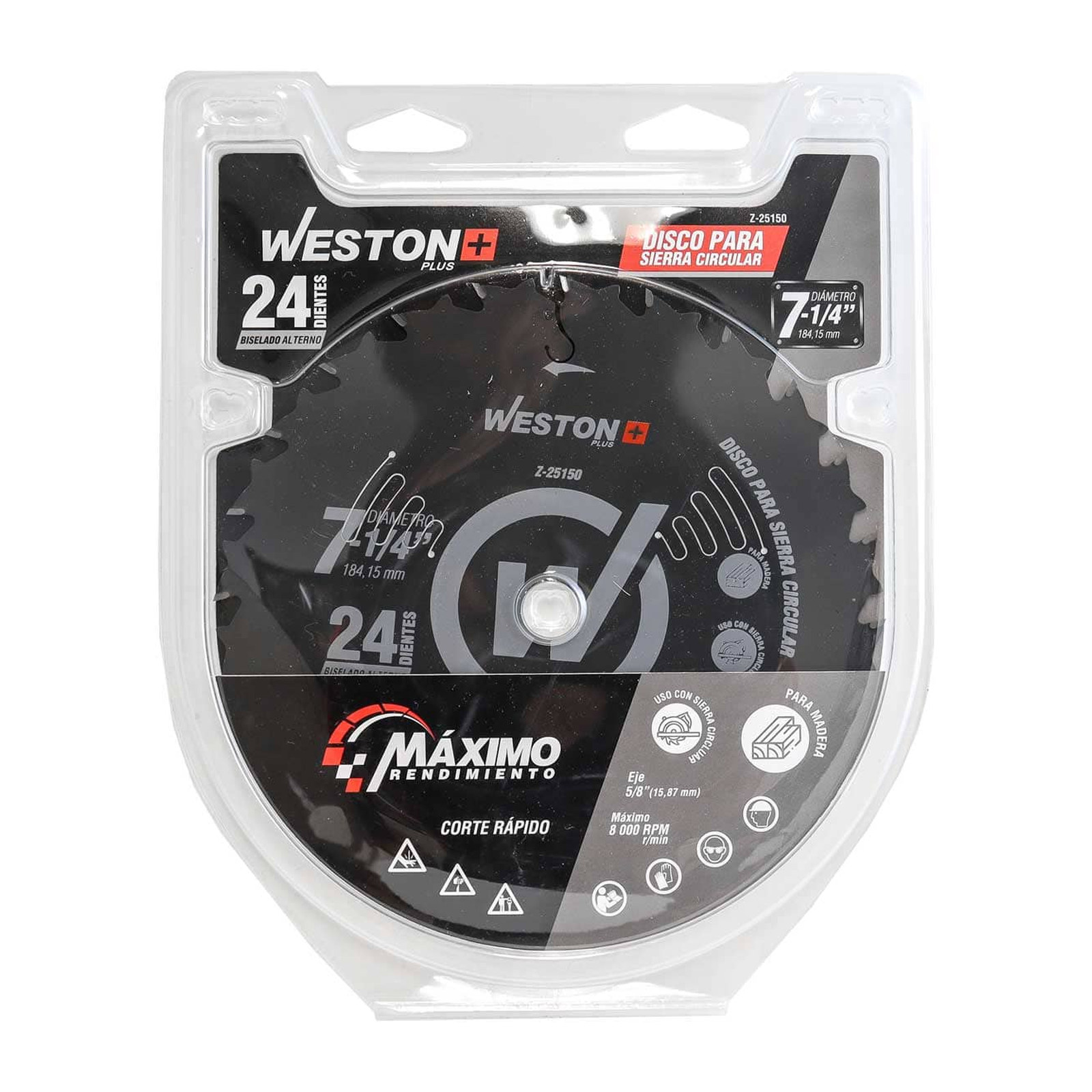 DISCO PARA SIERRA CIRCULAR P/MADERA CORTE RAPIDO 7-1/4'' X 5/8'' 24DT - Imagen 3