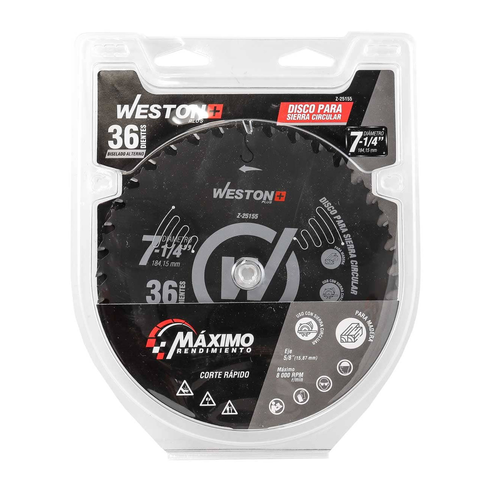 DISCO PARA SIERRA CIRCULAR P/MADERA CORTE RAPIDO 7-1/4'' X 5/8'' 36DT - Imagen 3