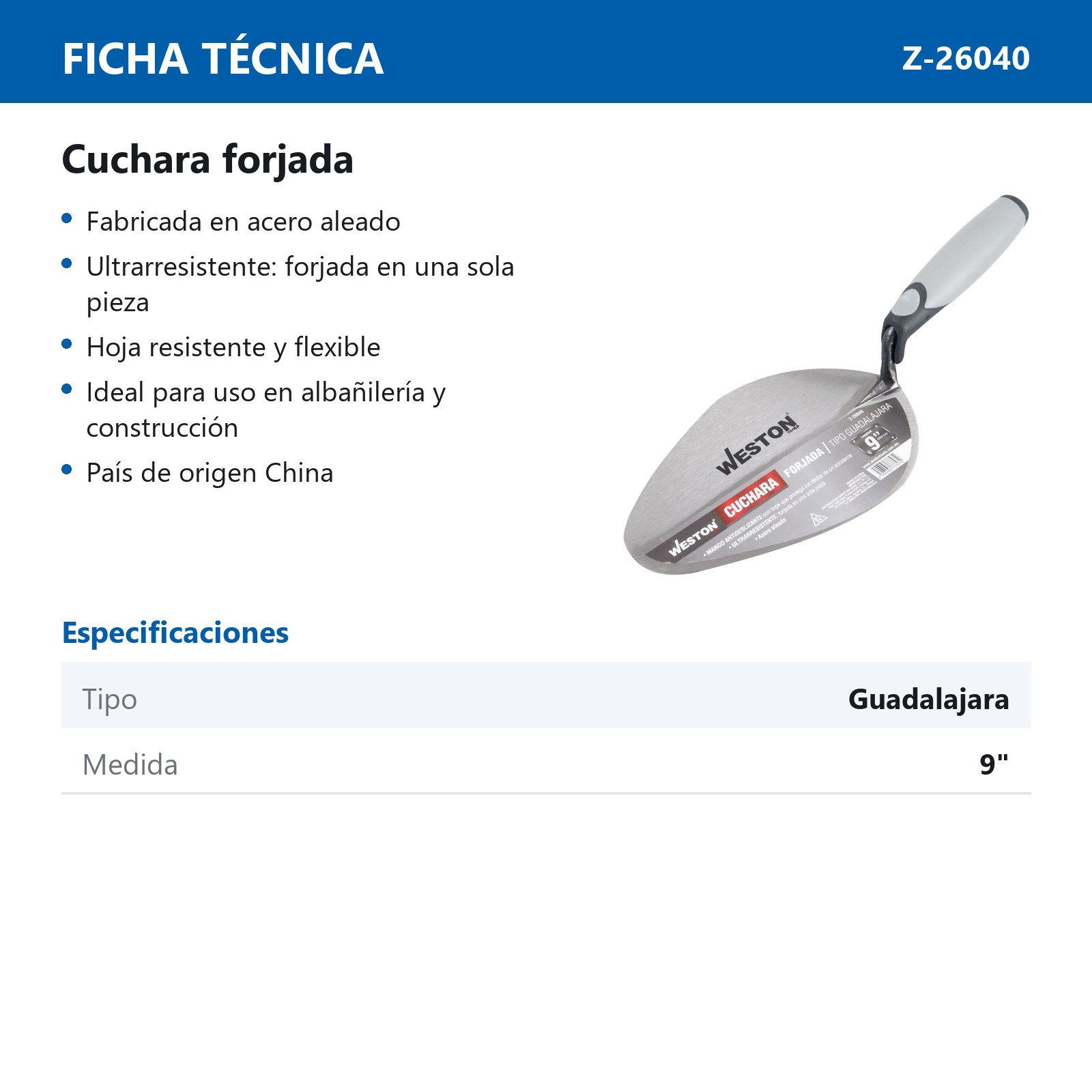 CUCHARA FORJADA TIPO GUADALAJARA 9" MANGO TPR - Imagen 4