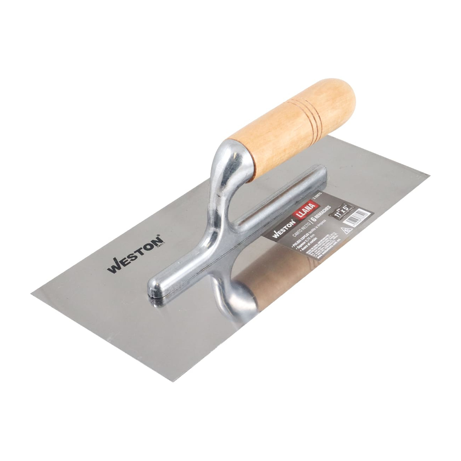 Llana Canto Recto 11" x 5" 6 Remaches Mango de Madera Weston