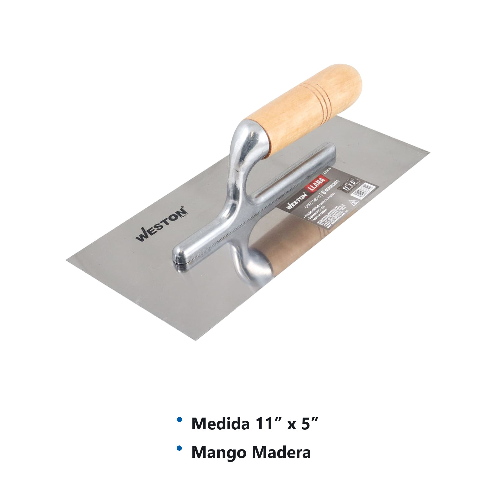 LLANA CANTO RECTO 11" X 5" 6 REMACHES MANGO D/MADERA - Imagen 2