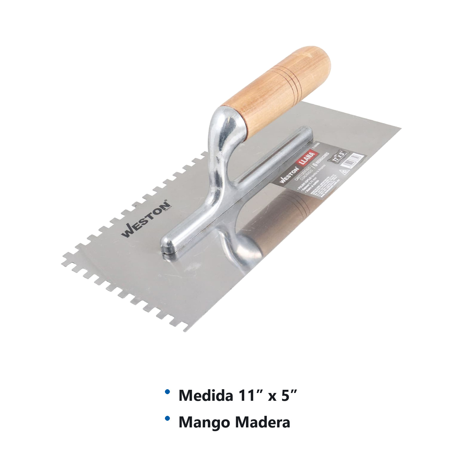 LLANA CANTO DENTADO CUADRADO 11" X 5" 6 REMACHES MANGO D/MADERA - Imagen 3